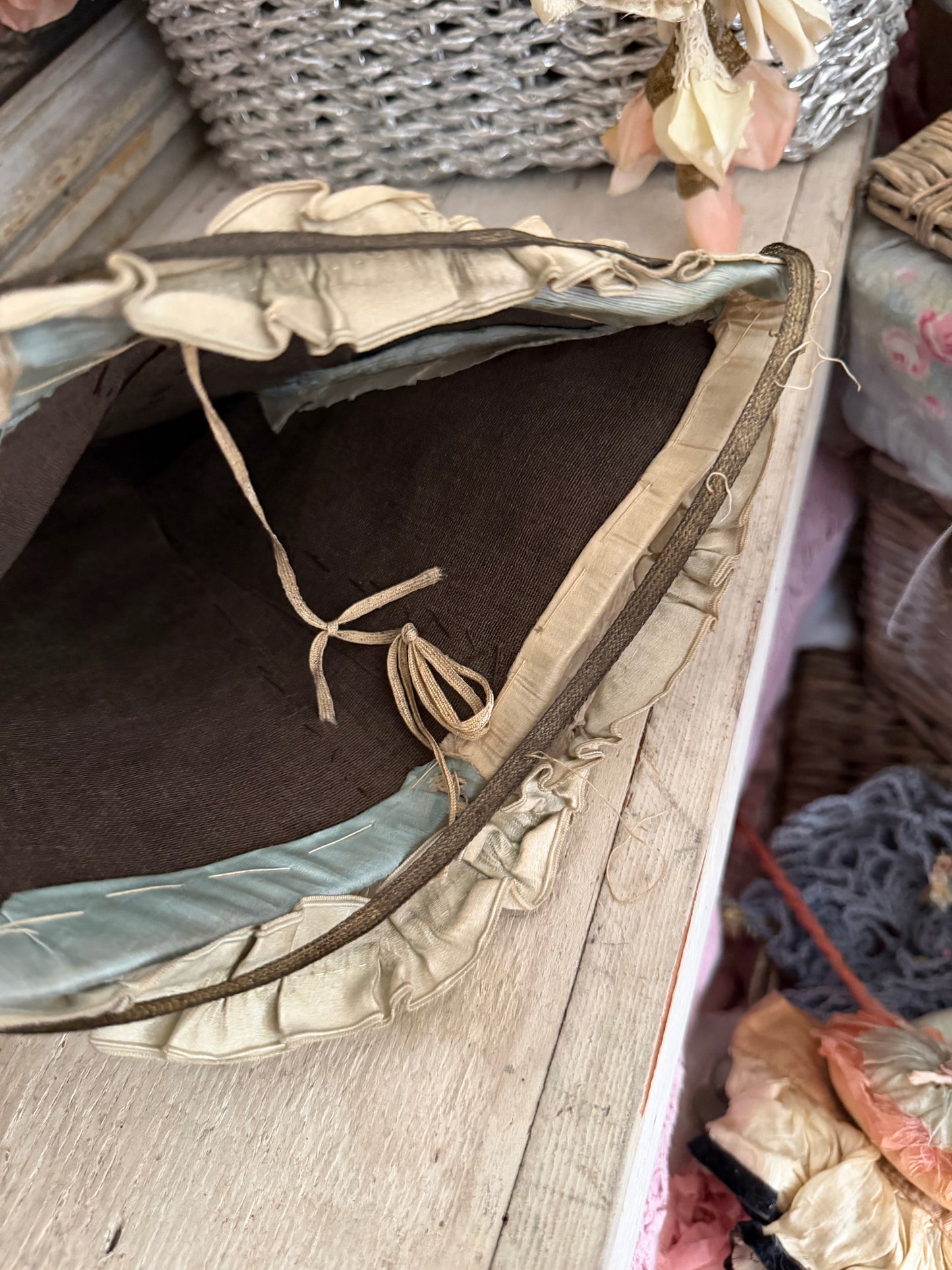 Antique French Blue Silk Jester Costume Hat