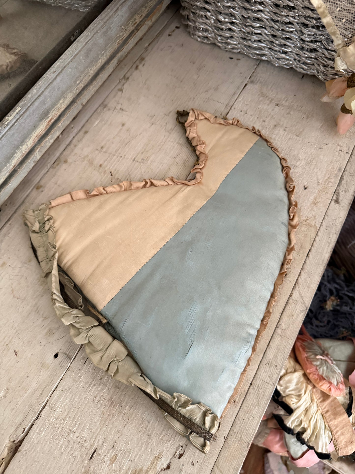 Antique French Blue Silk Jester Costume Hat