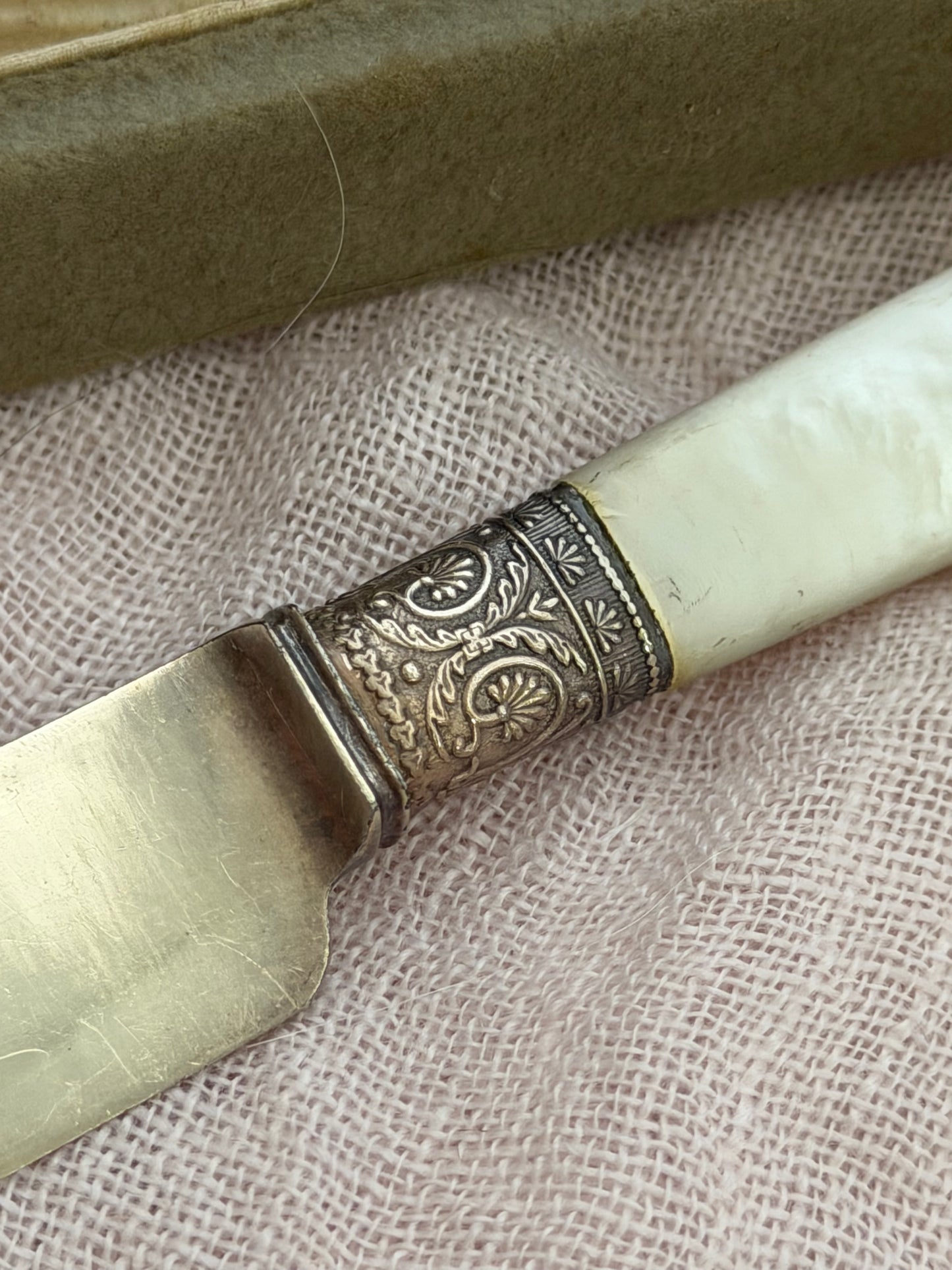 Collection Antique Mother Of Pearl Flatware Knife Set