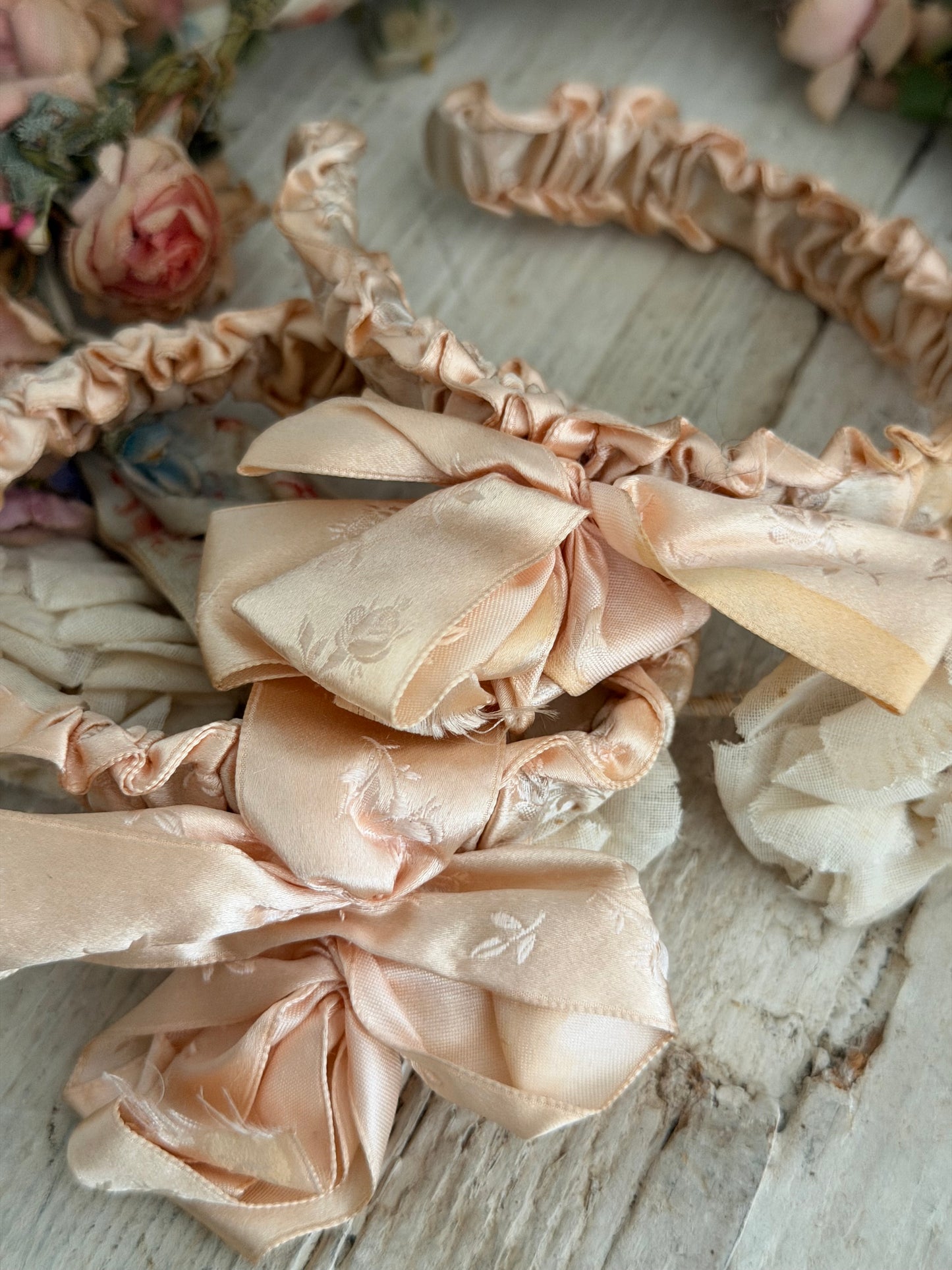 Antique Pink Silk Ribbon Baby Bands