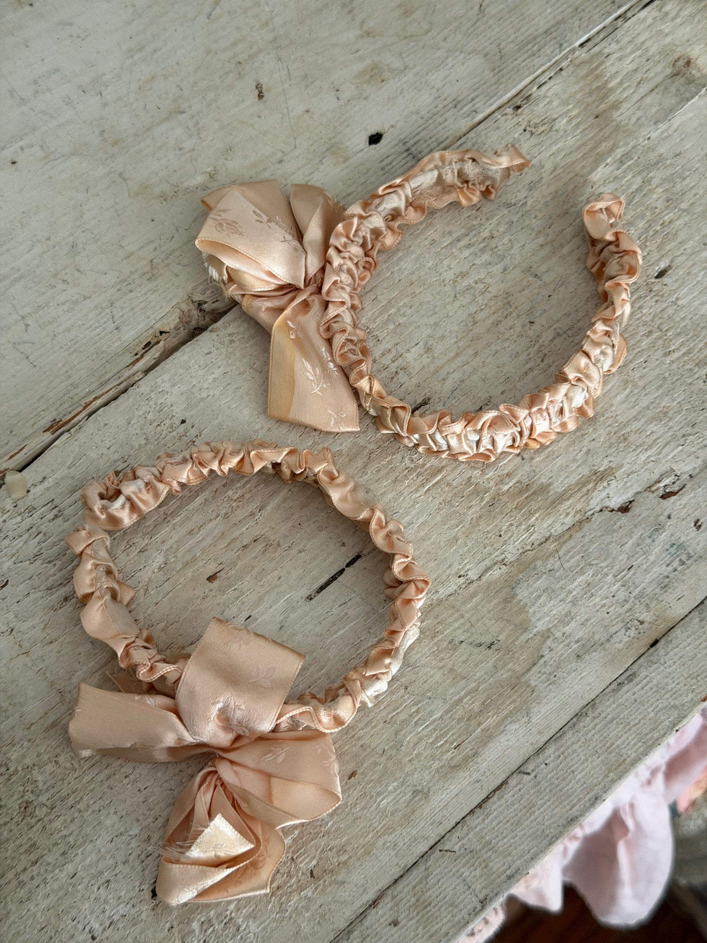Antique Pink Silk Ribbon Baby Bands
