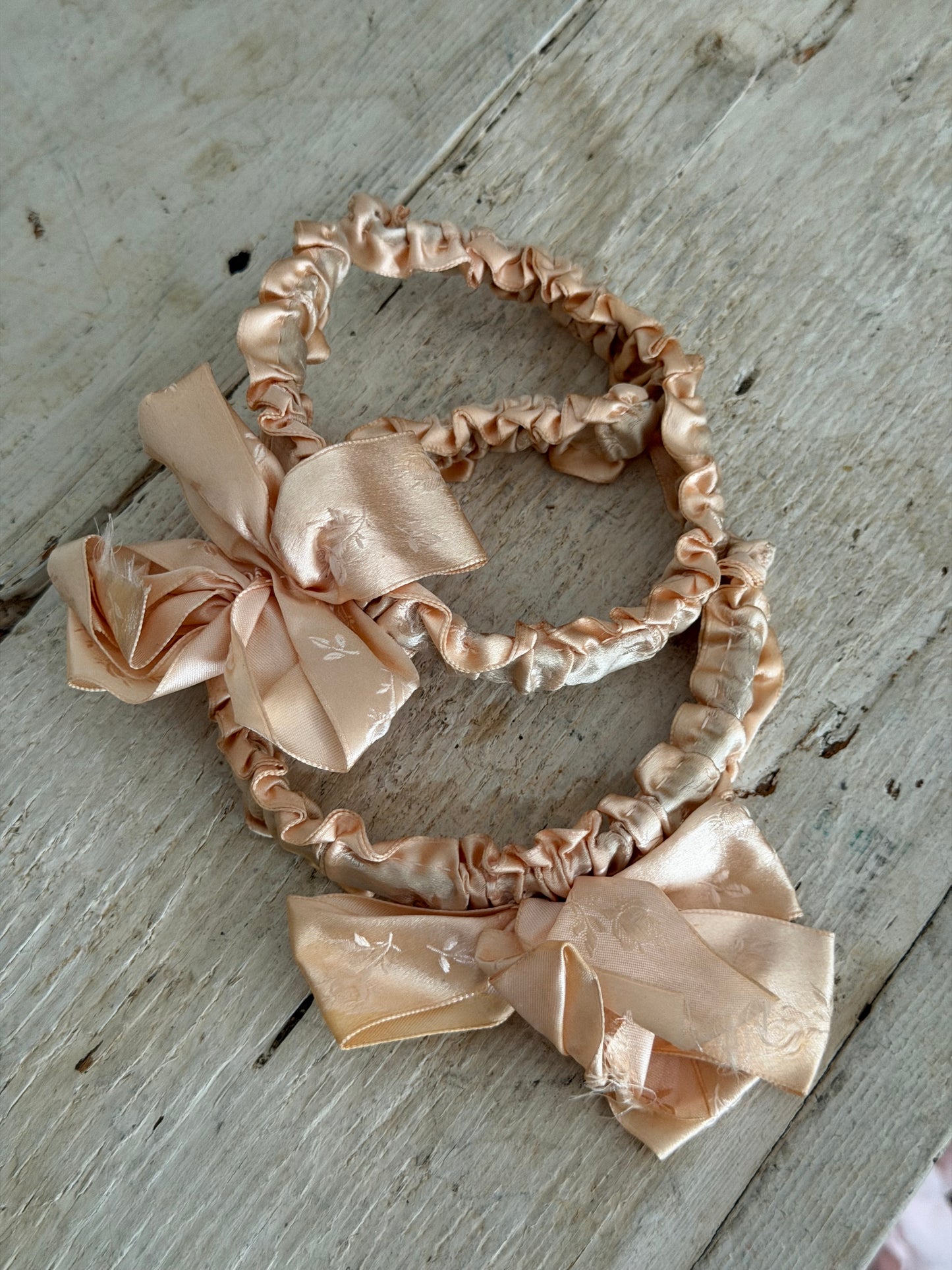 Antique Pink Silk Ribbon Baby Bands