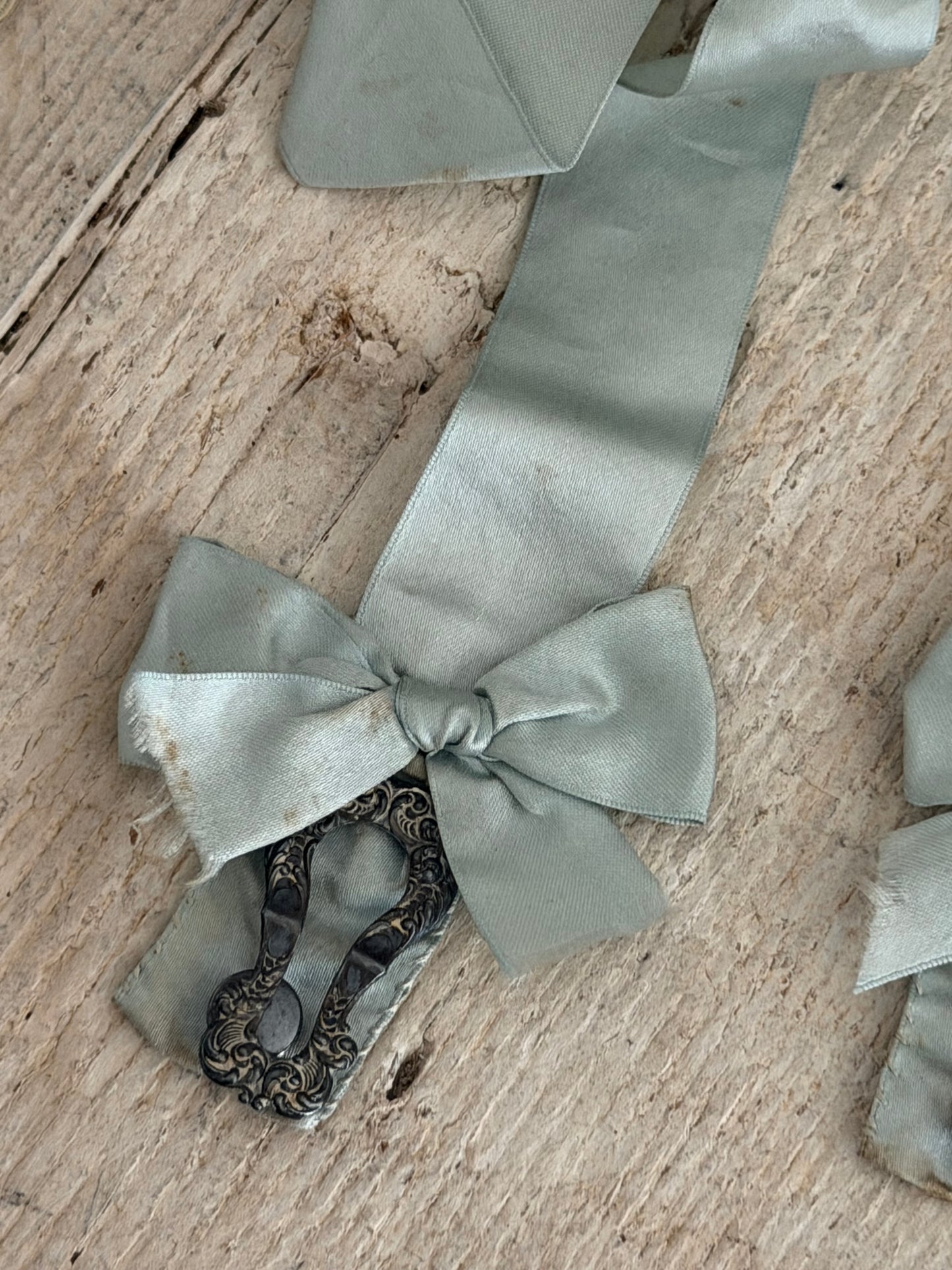Antique Silk Ribbon Bows Monogram Letter "D" Garter