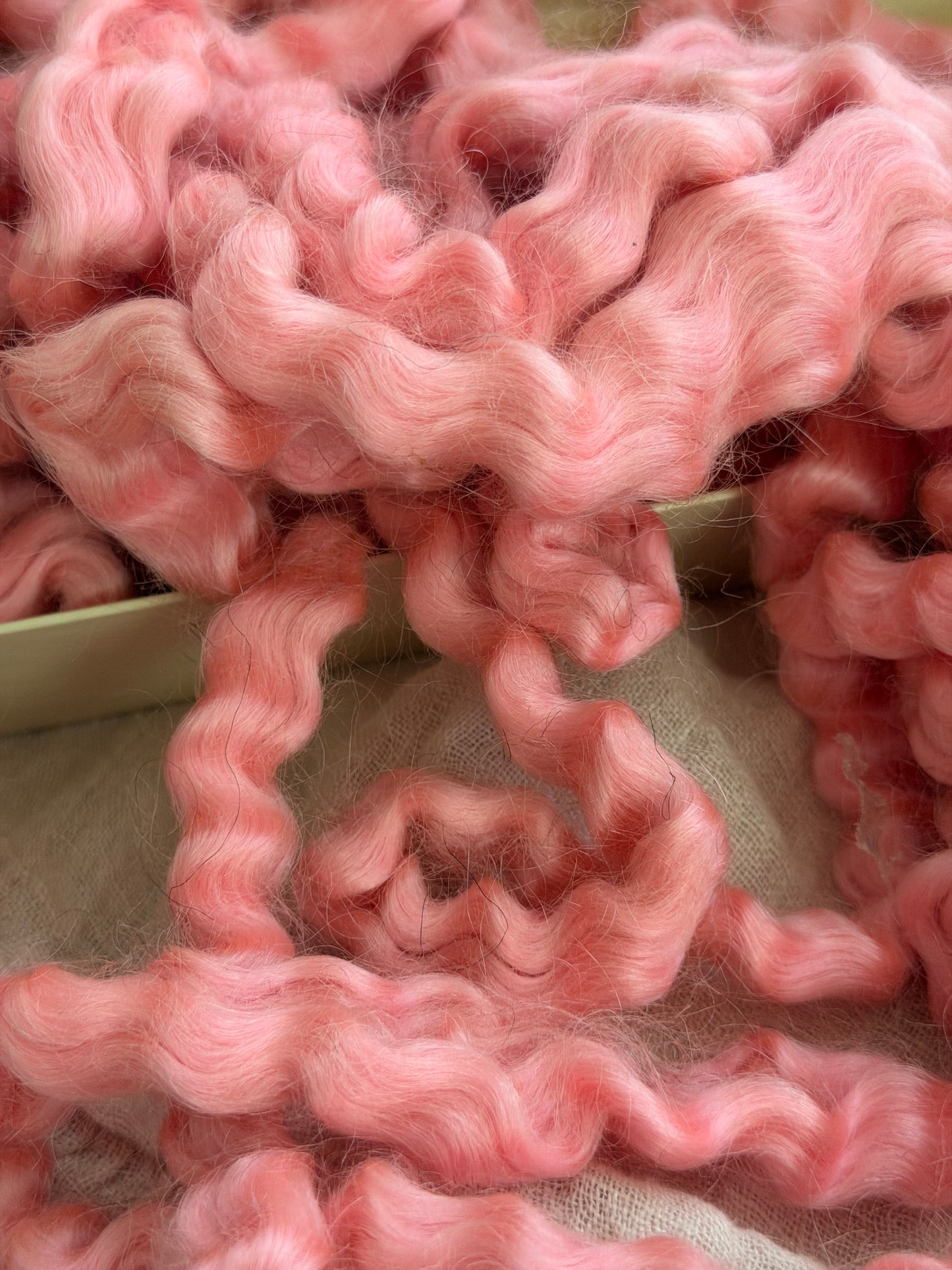Antique 1920's Pink Silky Marcel Wave Mohair For Wig