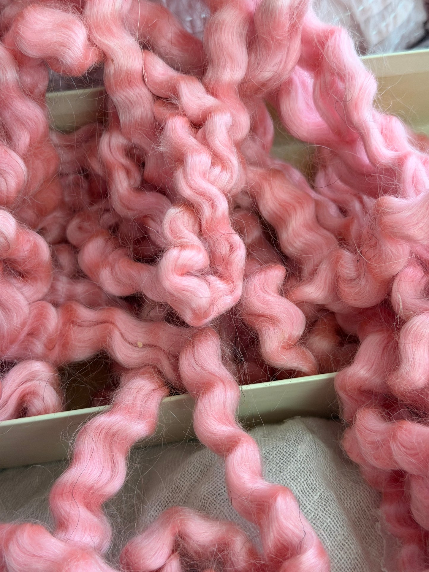 Antique 1920's Pink Silky Marcel Wave Mohair For Wig