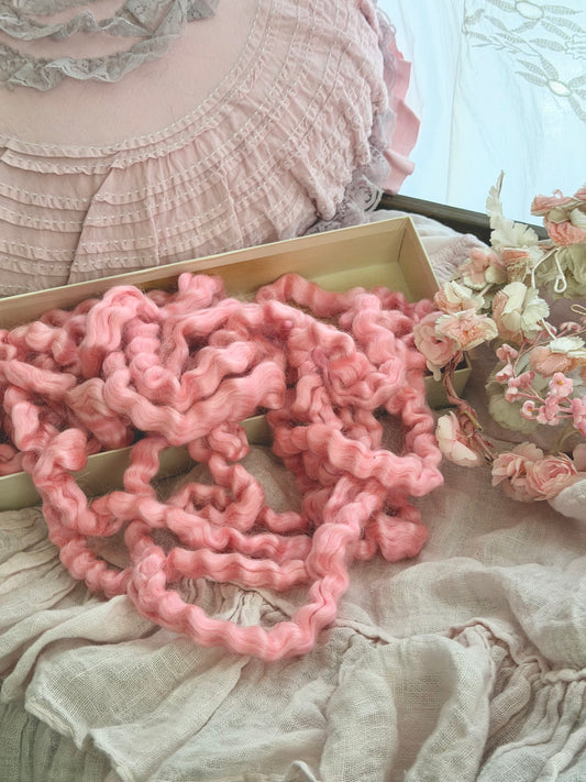 Antique 1920's Pink Silky Marcel Wave Mohair For Wig
