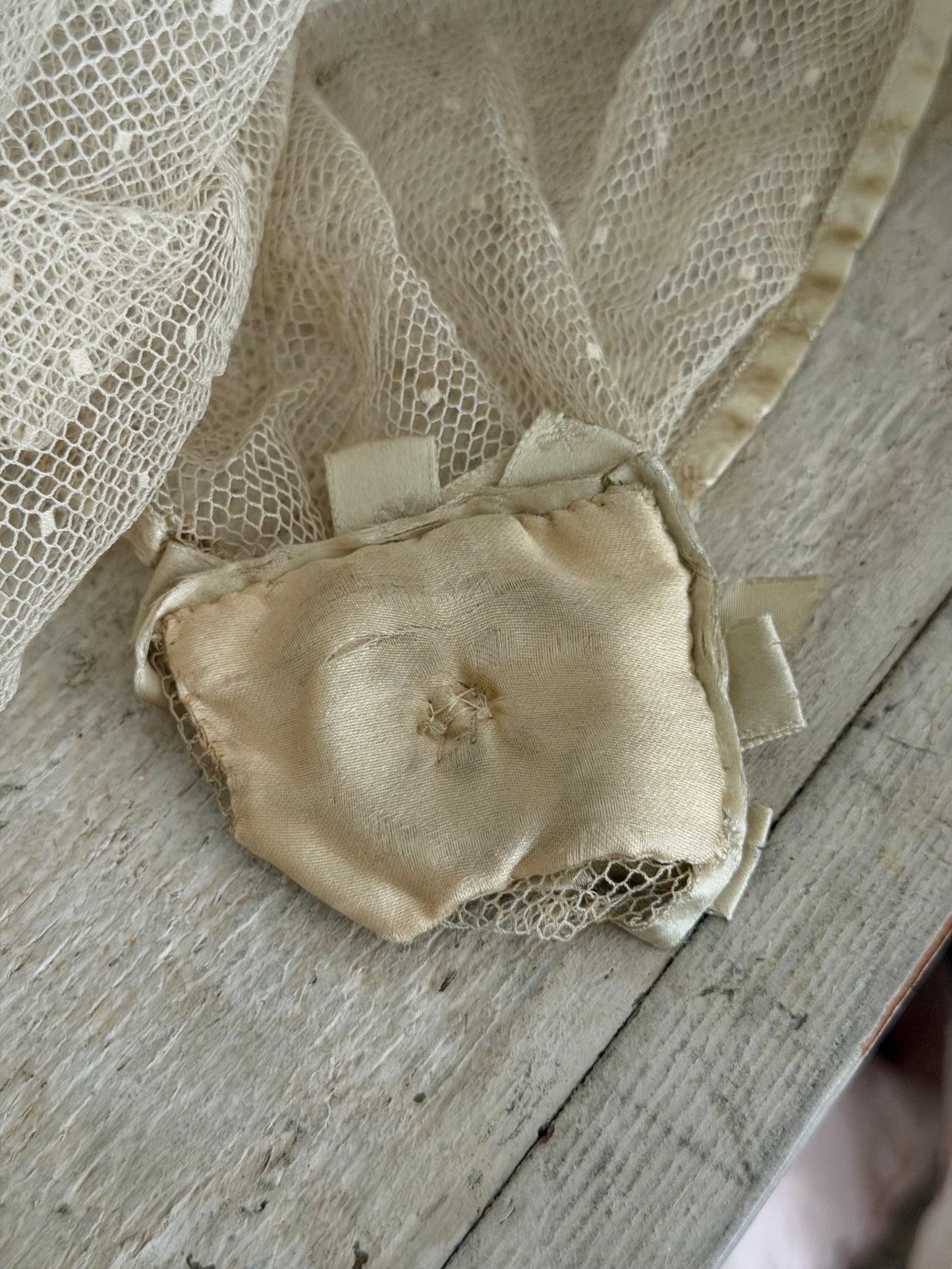 Antique Ice Green Silk Ribbon Bows Lace Baby Crib Blanket