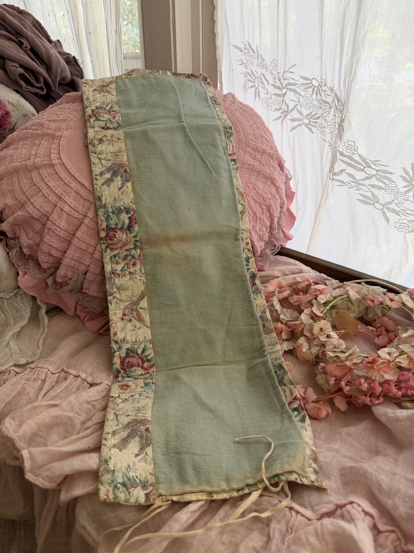 3pc Antique French Cherub Fabric Flatware Holders