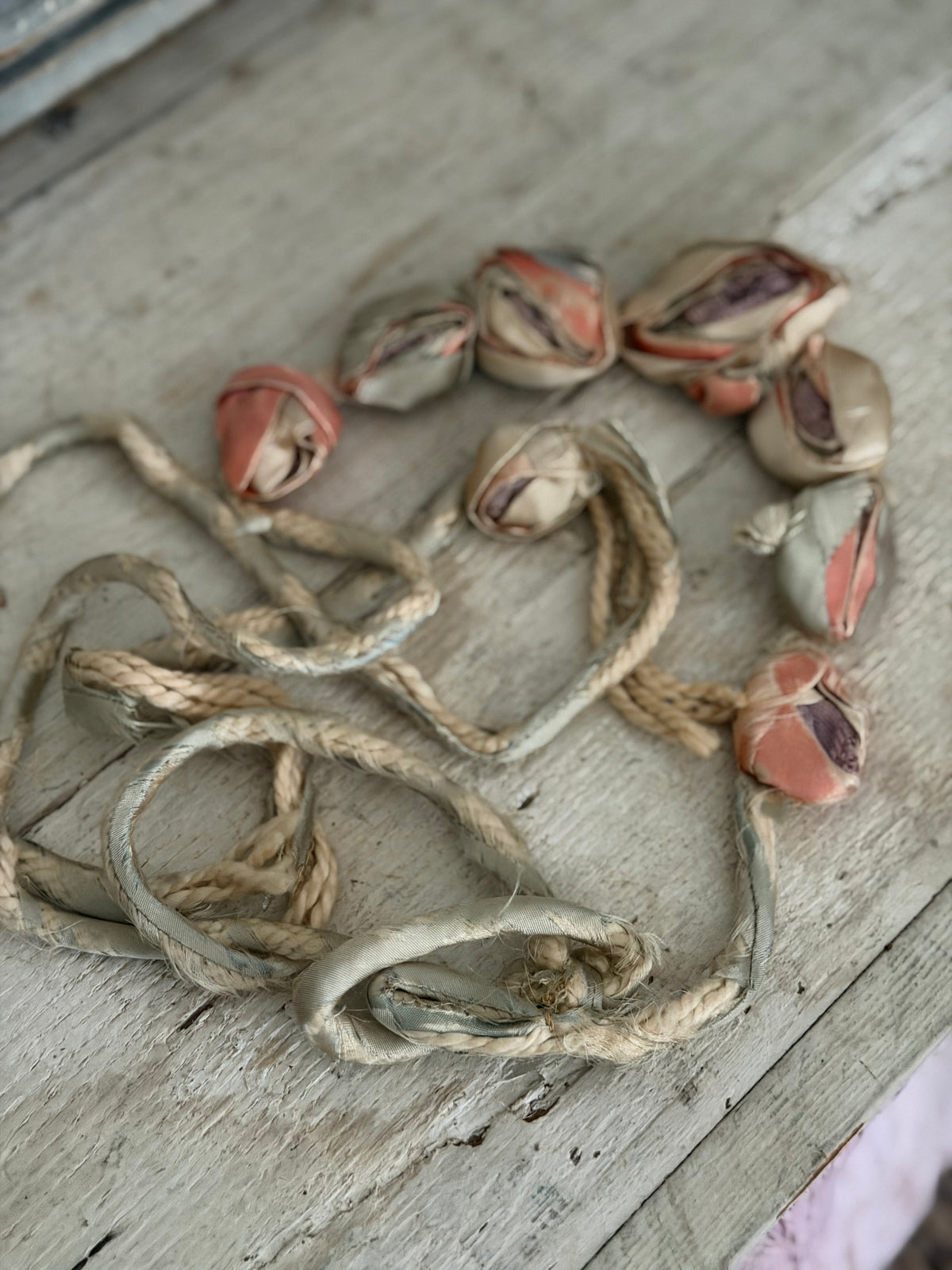 Antique Ribbonwork Rosette Garland