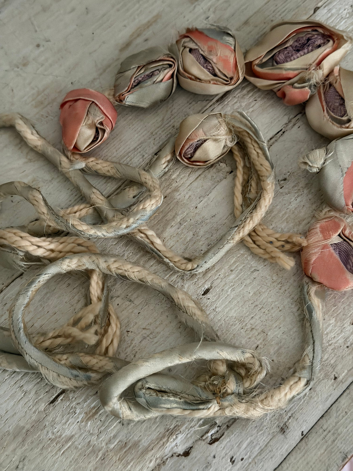 Antique Ribbonwork Rosette Garland