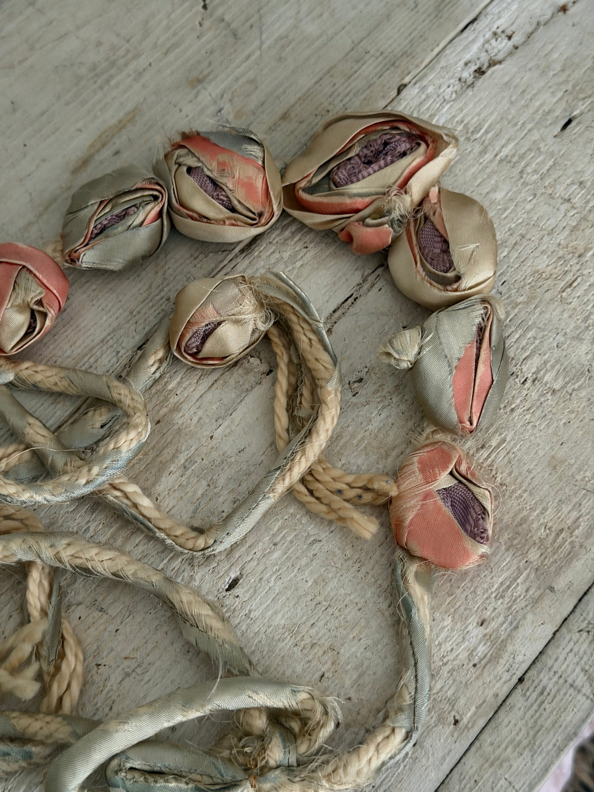 Antique Ribbonwork Rosette Garland