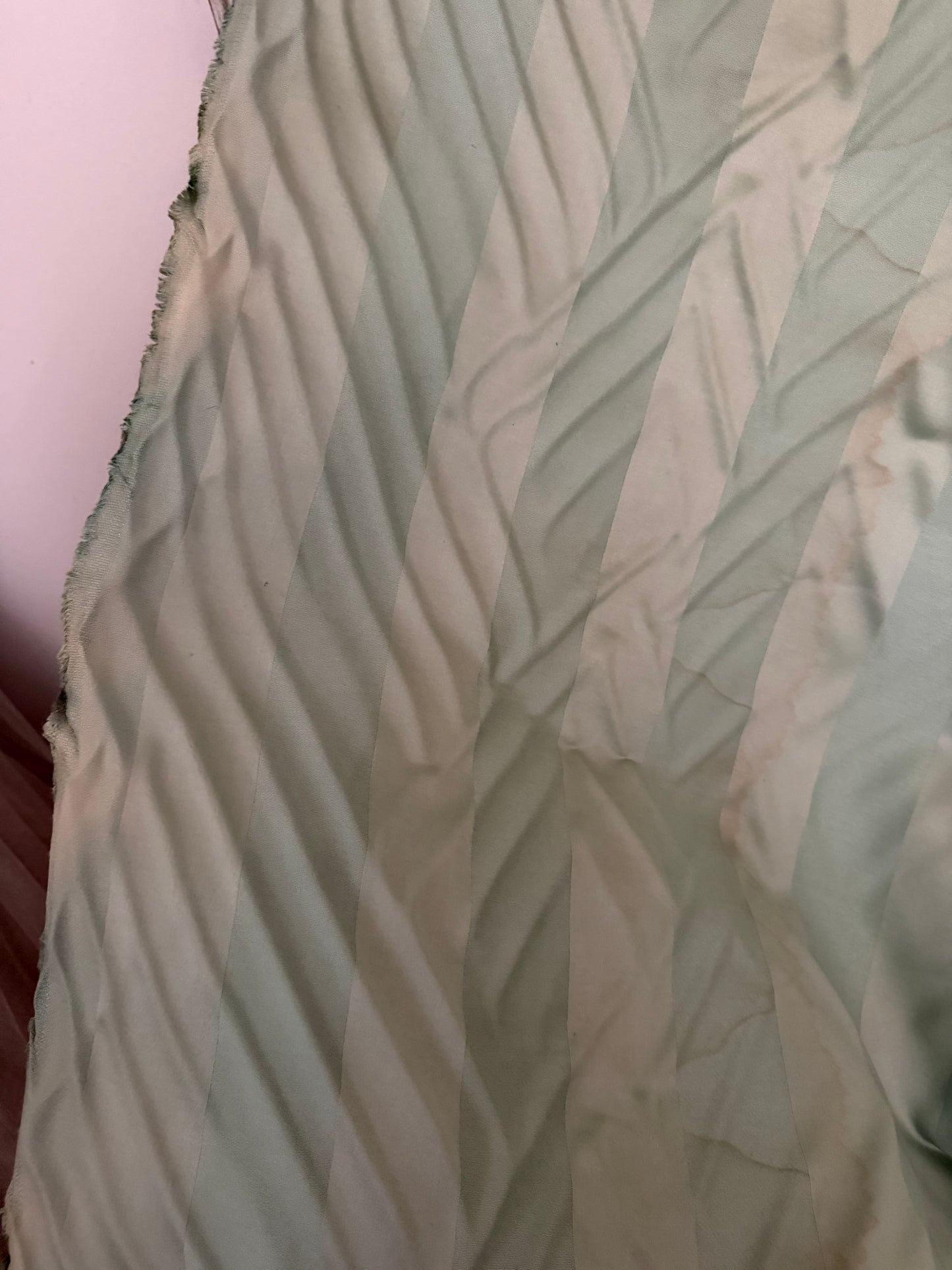 Vintage Stripe Green Silk Upholstery Fabric Yardage