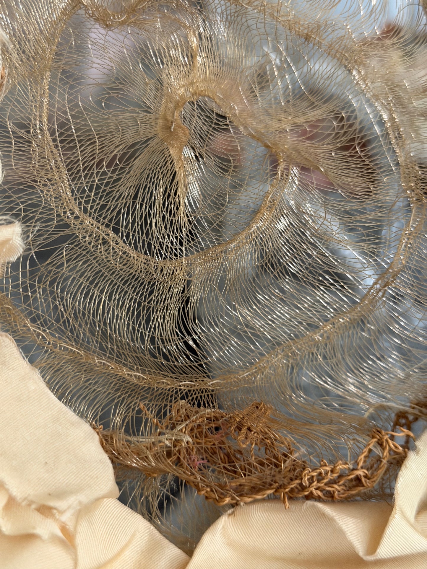 Antique Victorian Horse Hair Straw Rose Silk Ribbon Millinery Hat