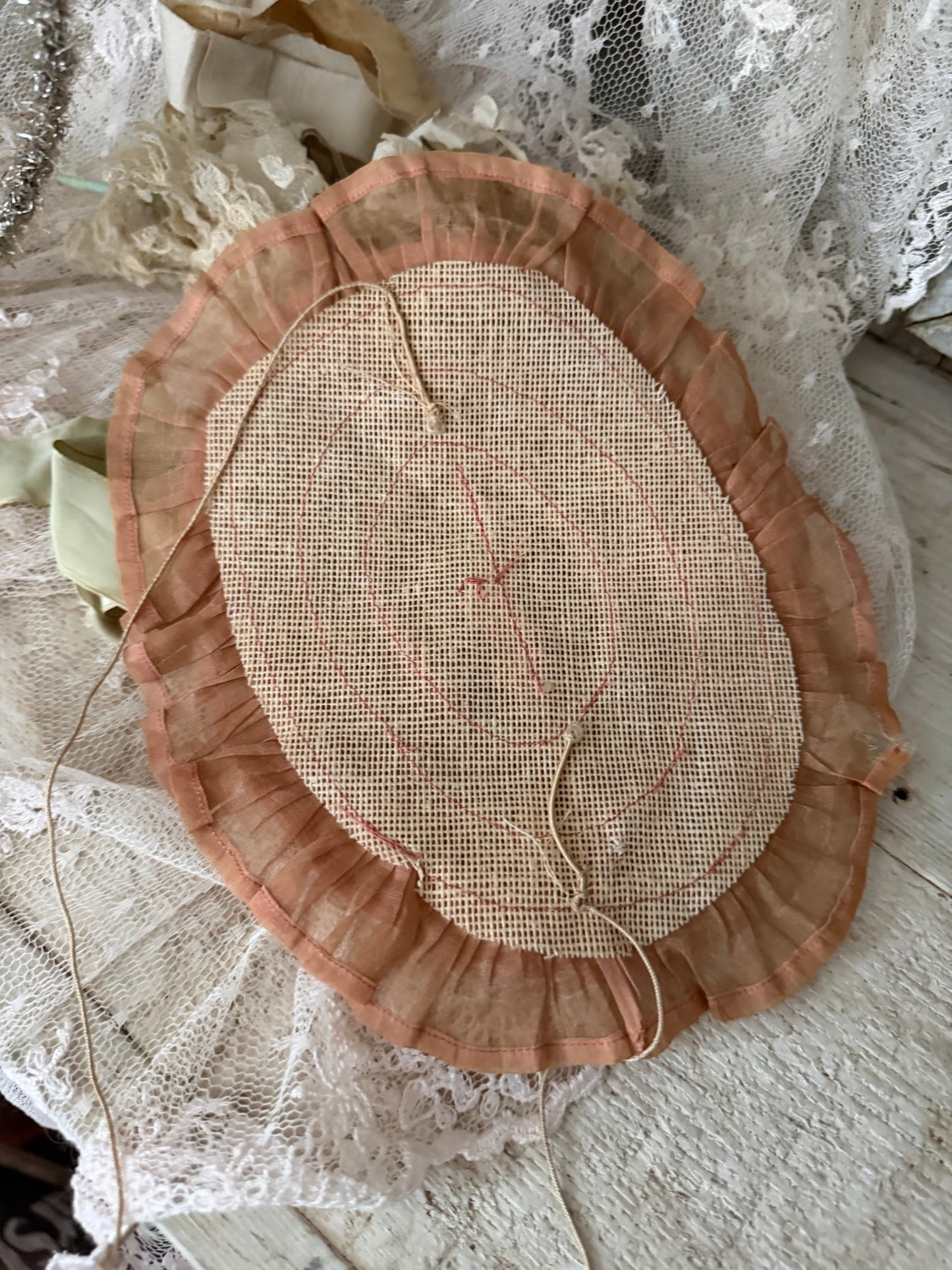 Antique Ballet Dance Costume Pink Green Ruffle With Hat
