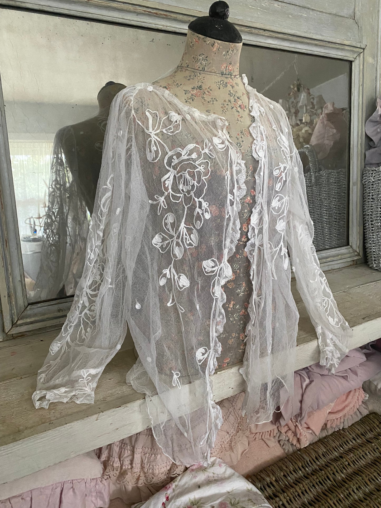 Antique Embroidered Lace Blouse