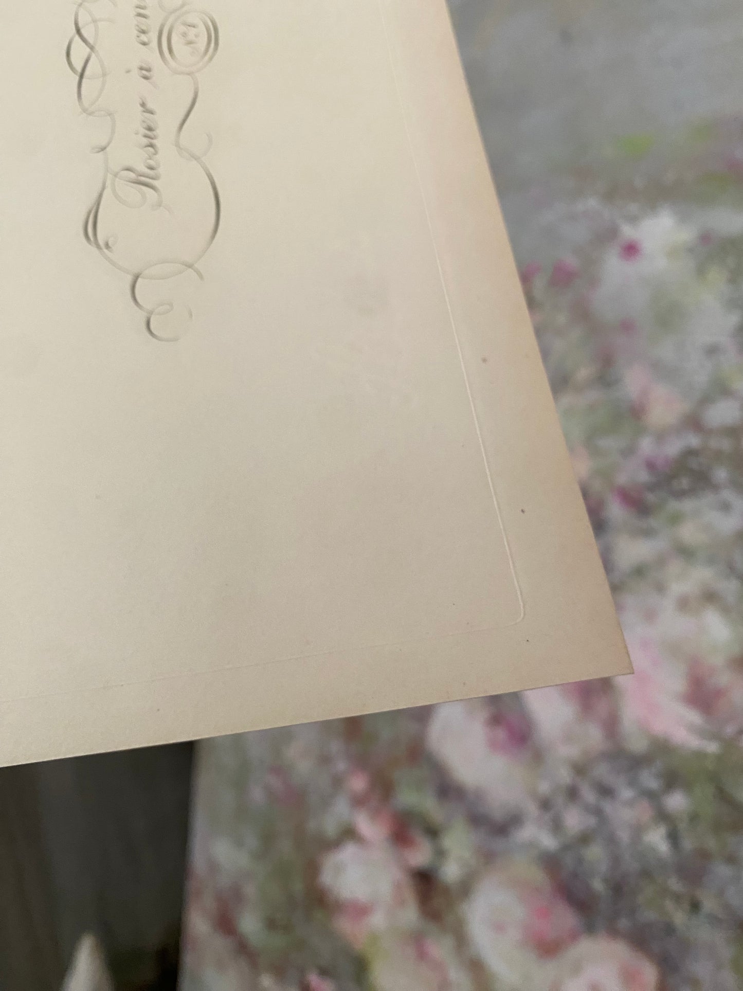 Antique French Pink Rose Etching Fleurs No.1