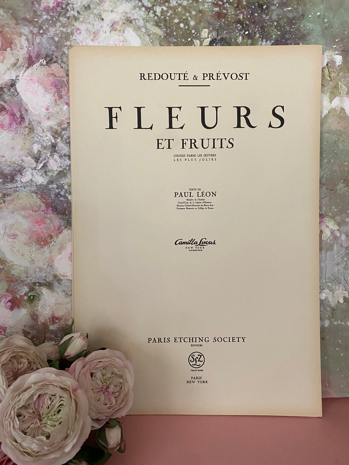 Antique French Pink Rose "Fleurs et Fruits" Portfolio of 12 Etchings