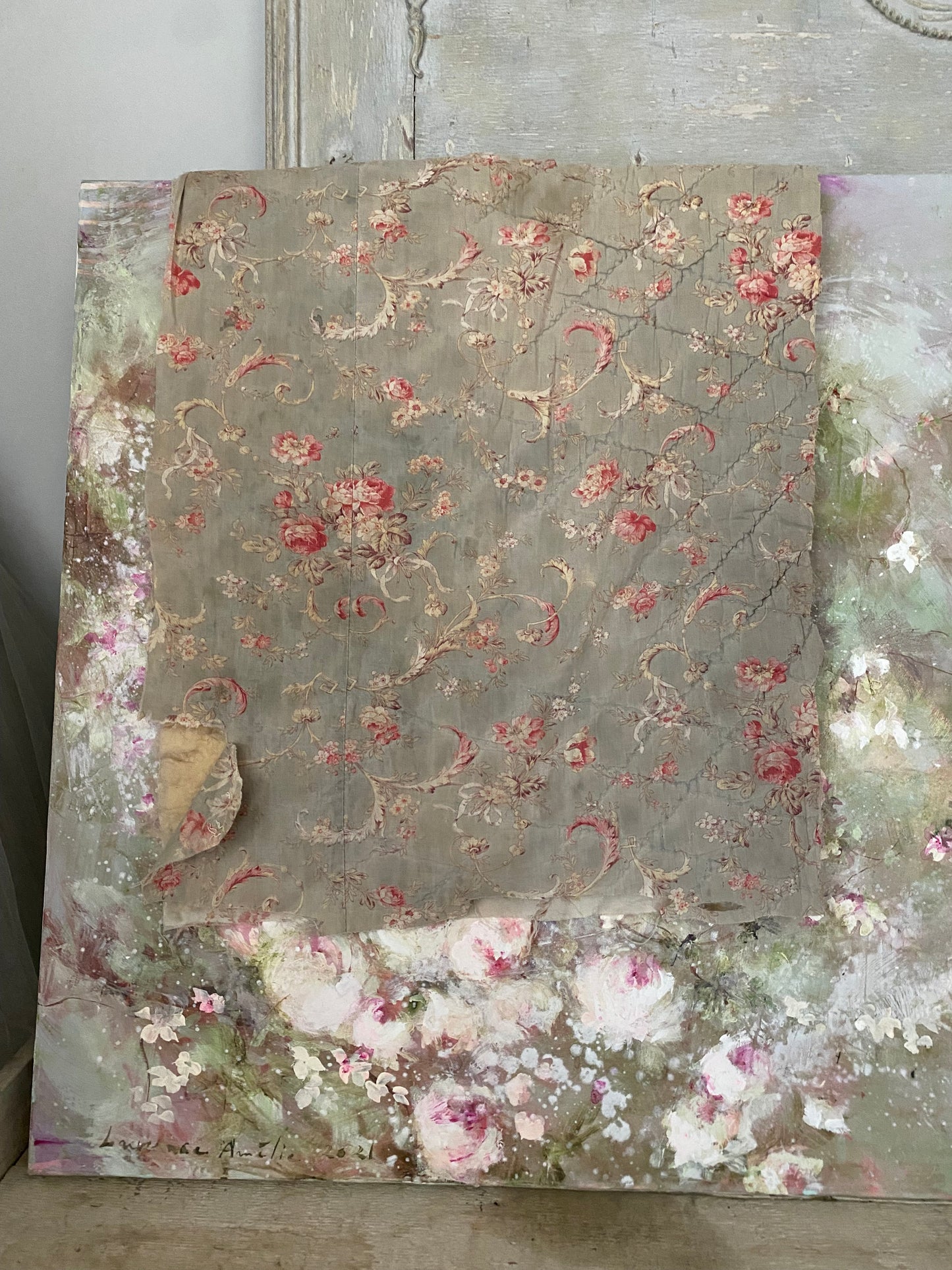 Antique French Boutis Quilt Fabric