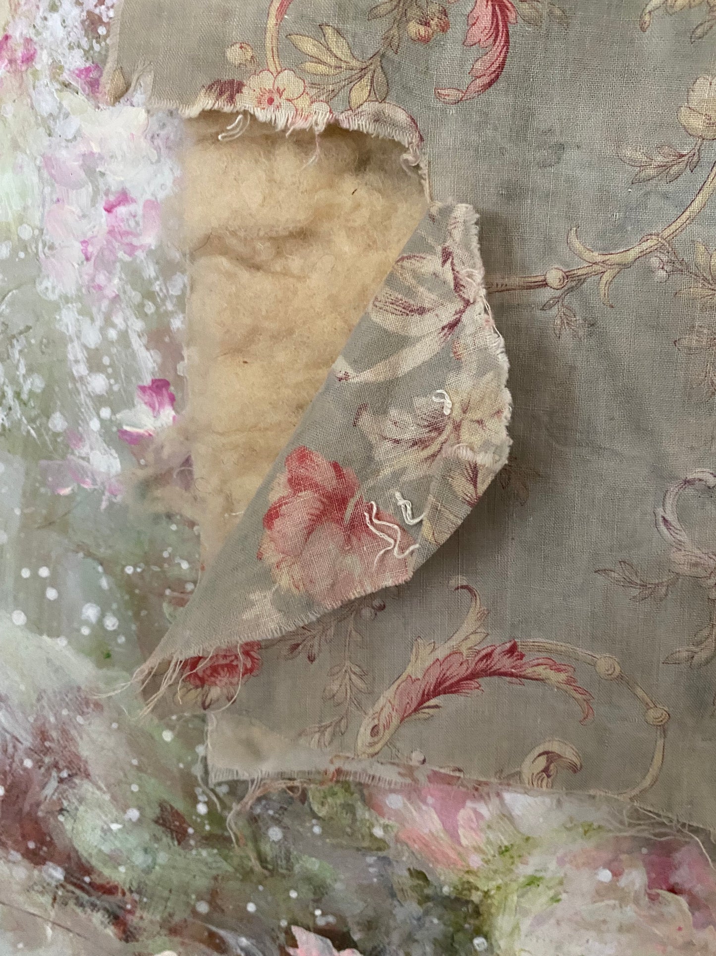 Antique French Boutis Quilt Fabric