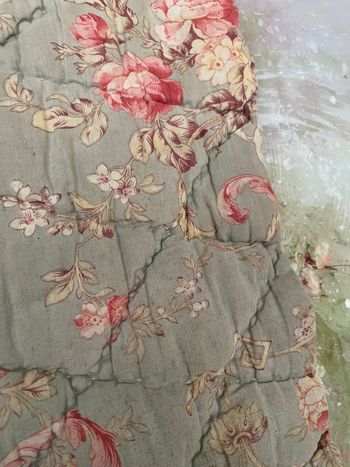 Antique French Boutis Quilt Fabric