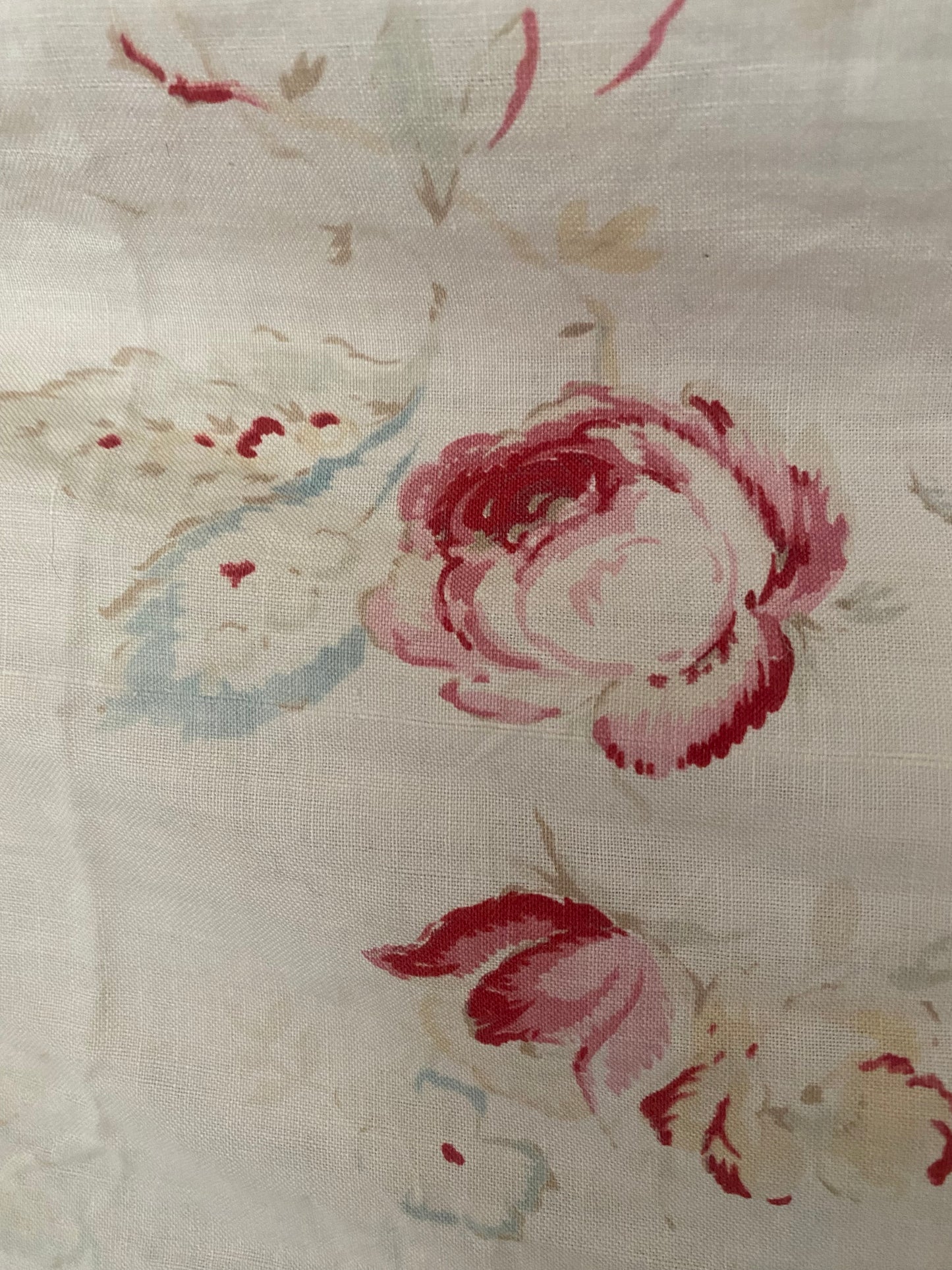 Antique French Fabric Valance Ruffle Panel Pale Florals