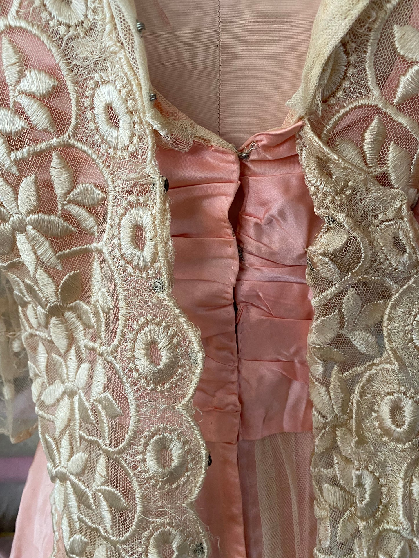 Antique Pink Silk Lace Dress