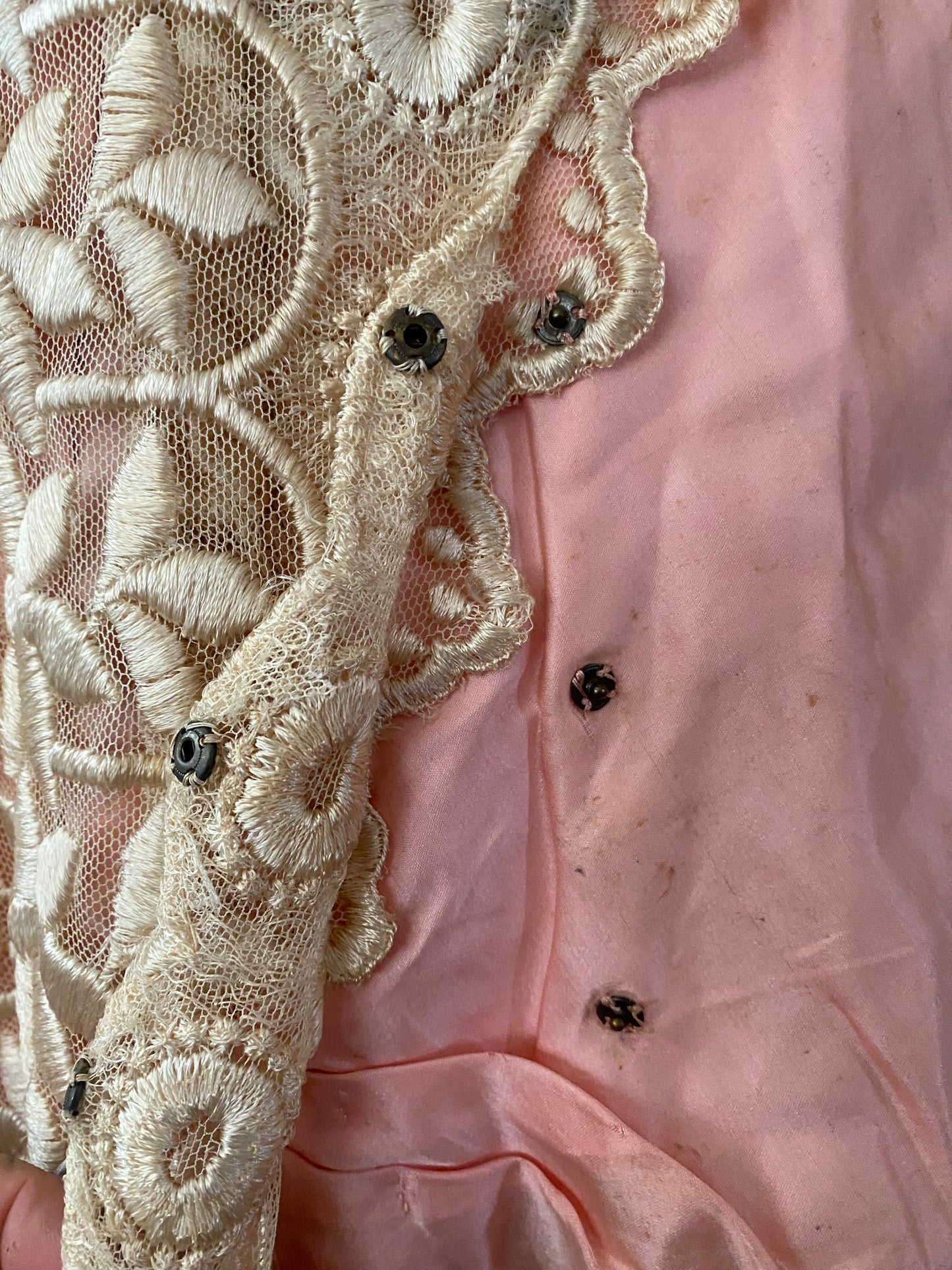 Antique Pink Silk Lace Dress