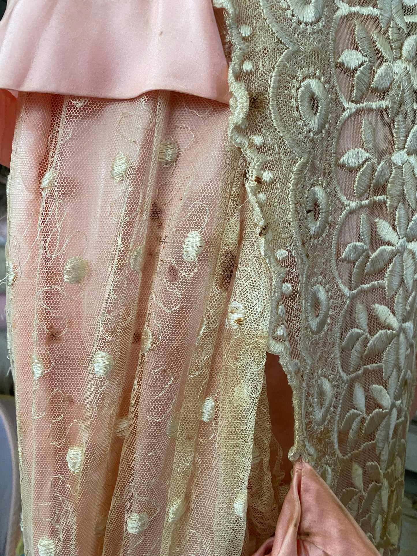 Antique Pink Silk Lace Dress