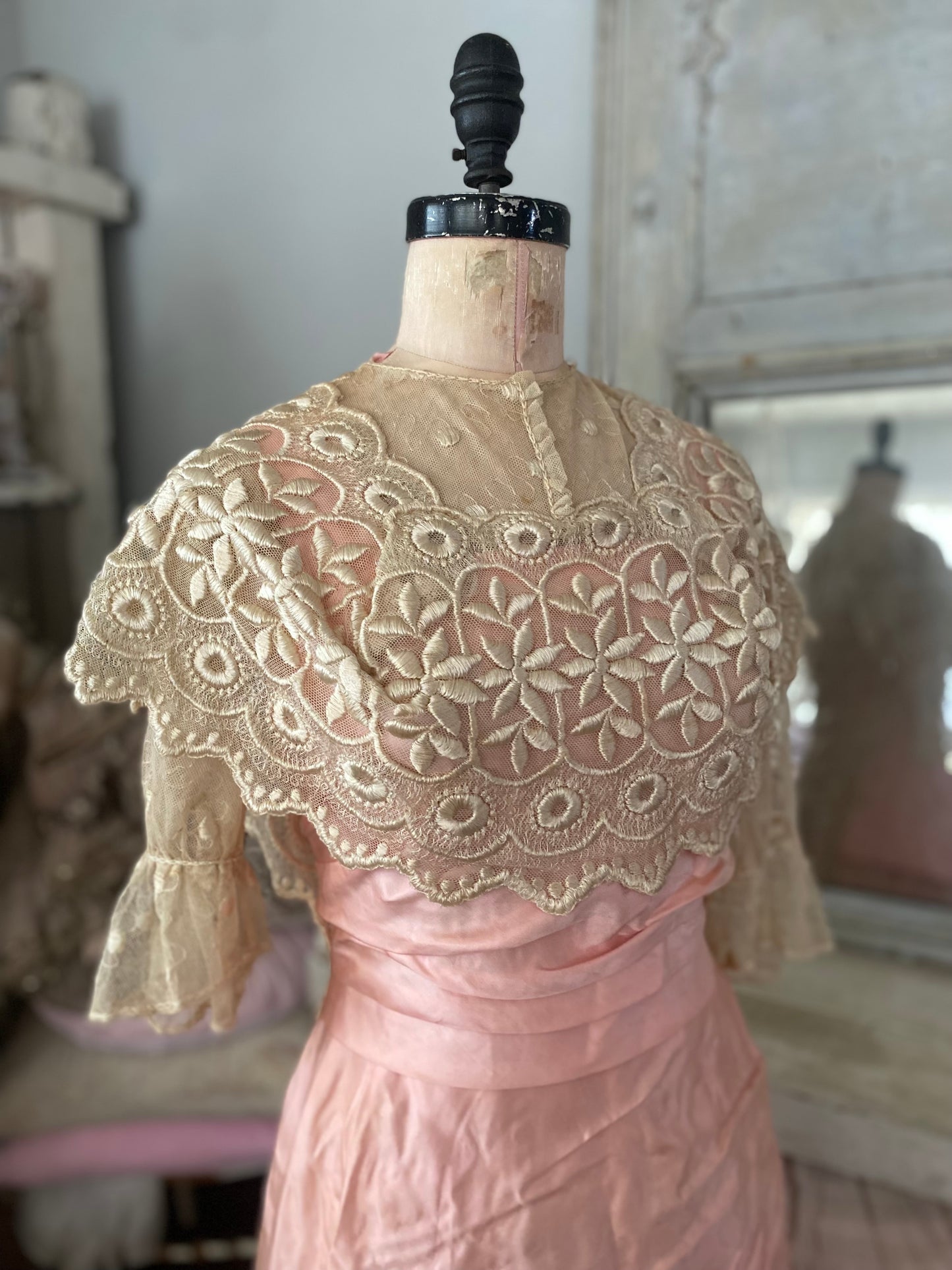 Antique Pink Silk Lace Dress