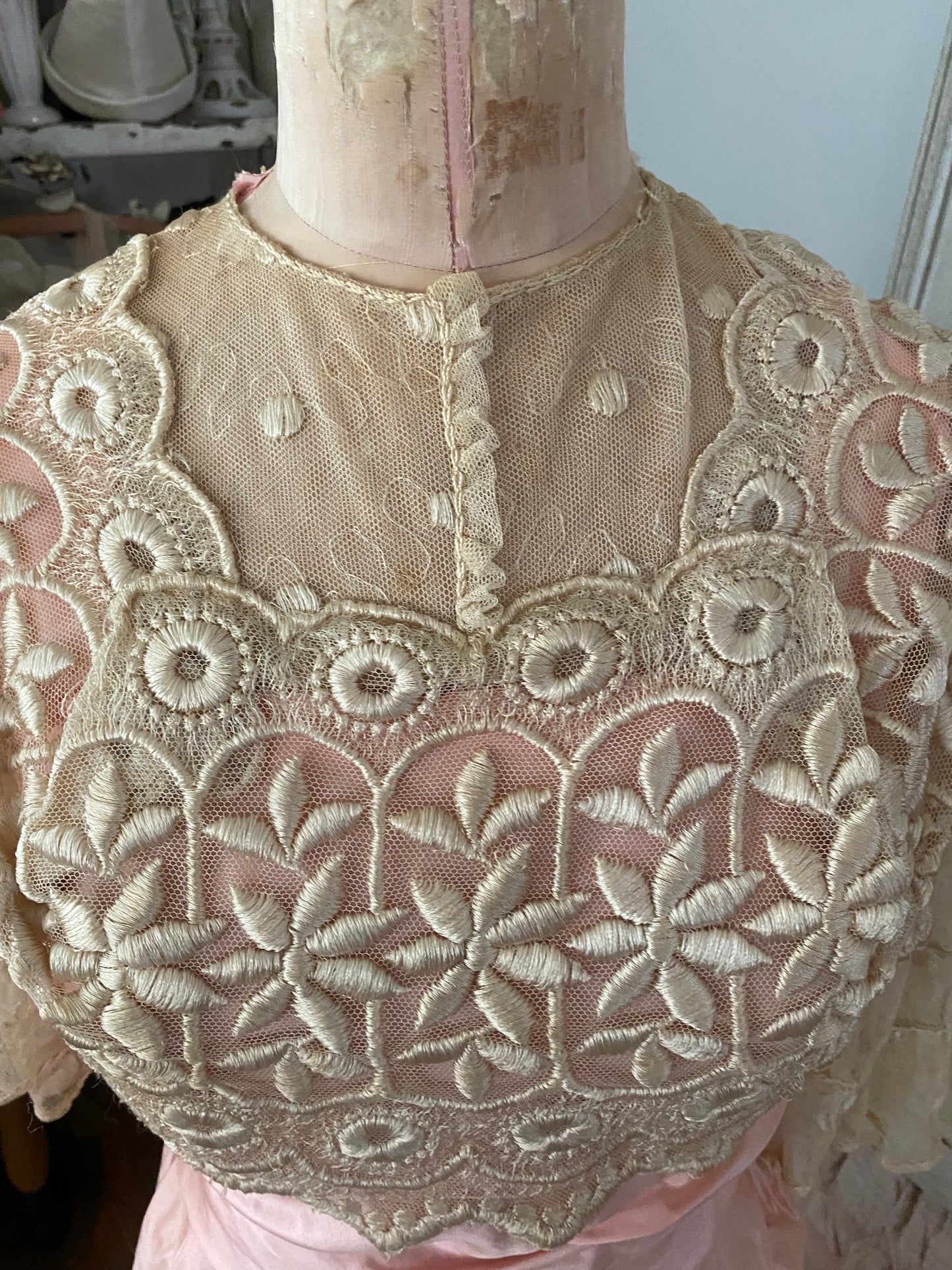 Antique Pink Silk Lace Dress