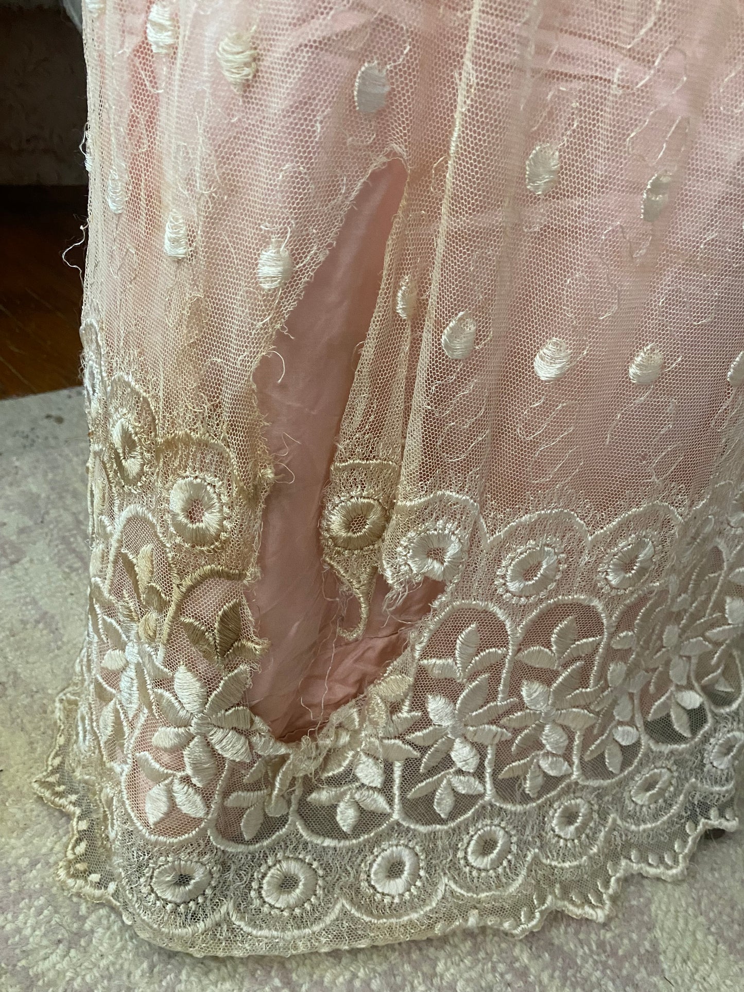 Antique Pink Silk Lace Dress