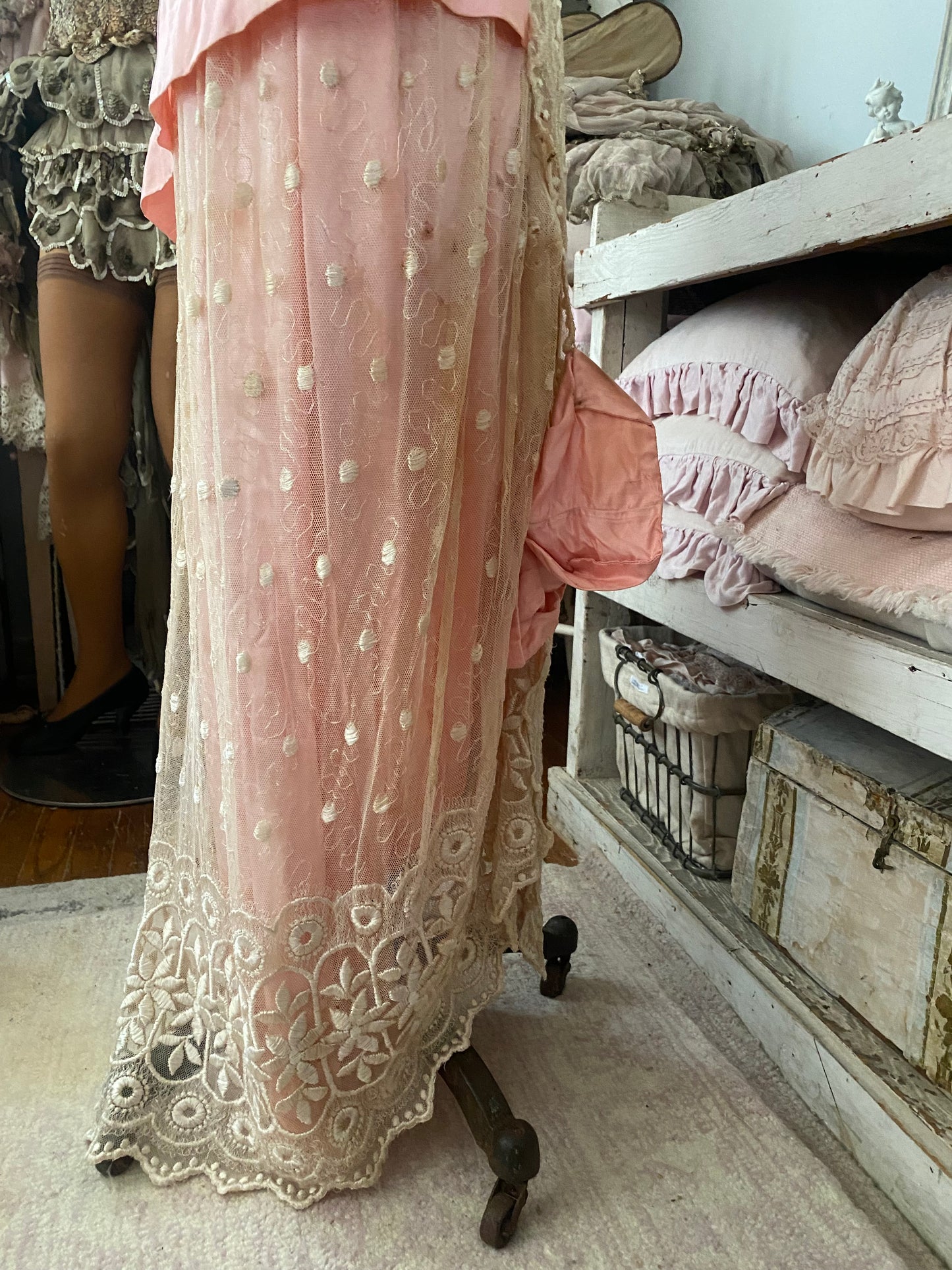 Antique Pink Silk Lace Dress