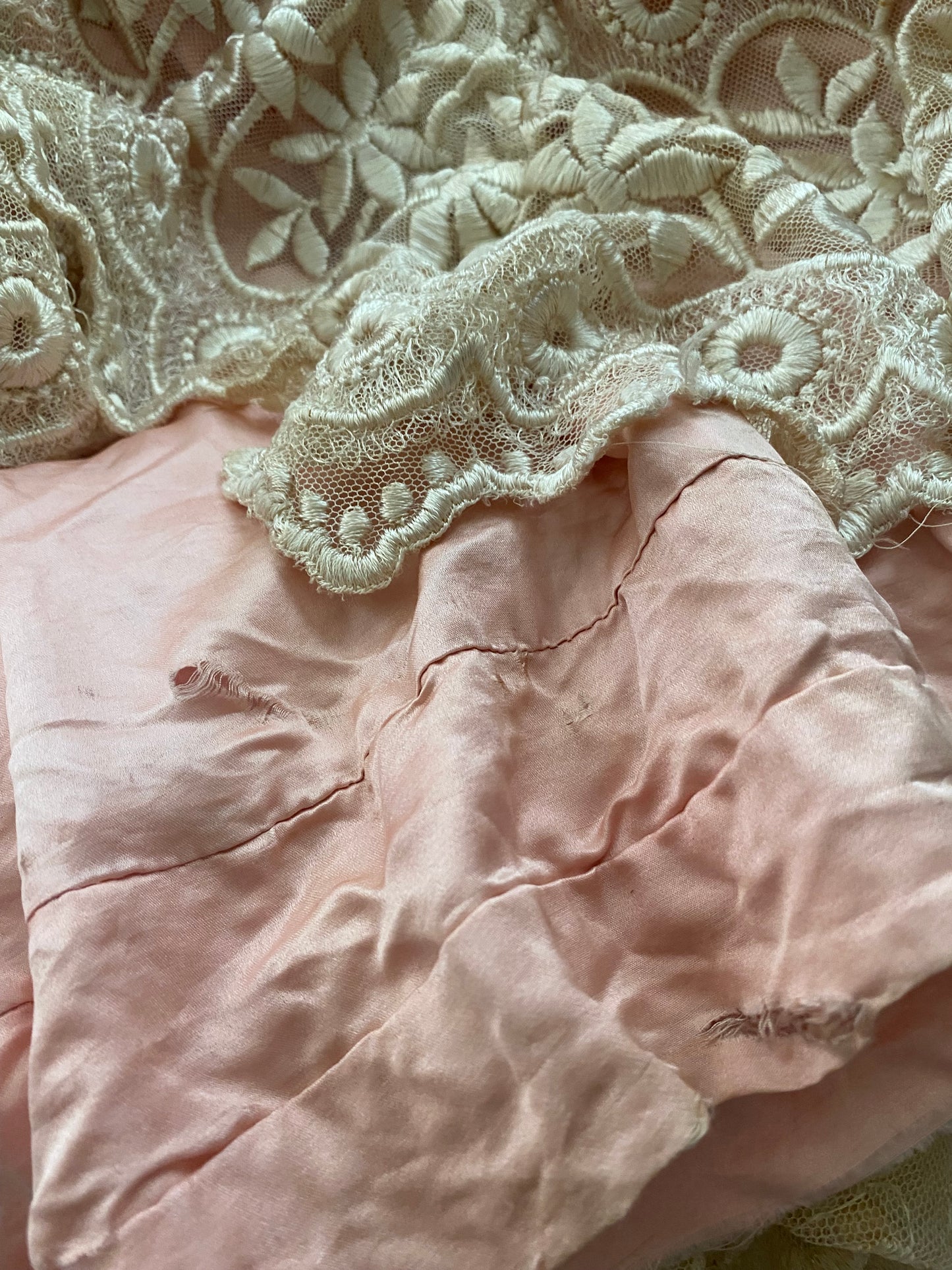 Antique Pink Silk Lace Dress