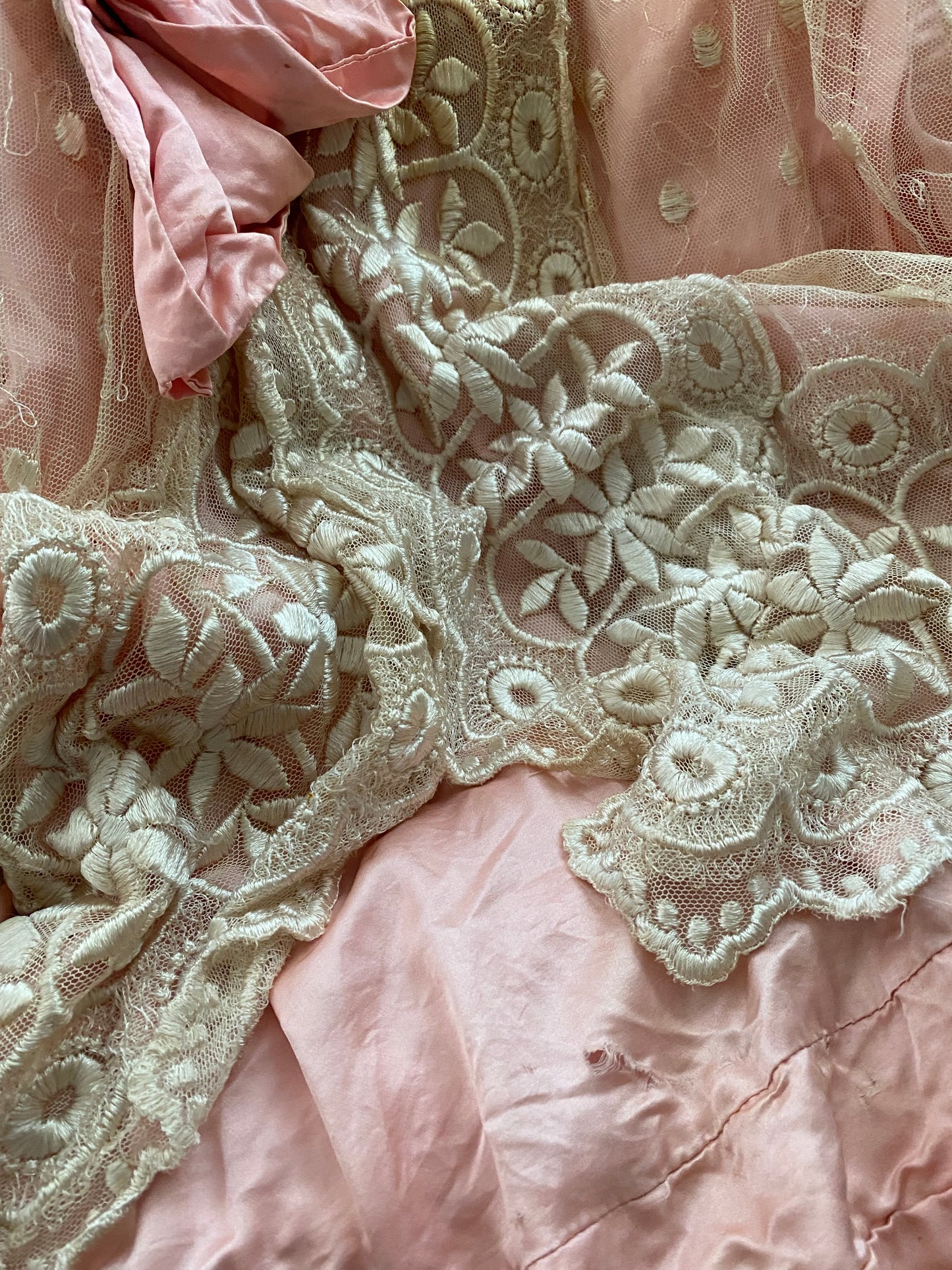 Antique Pink Silk Lace Dress