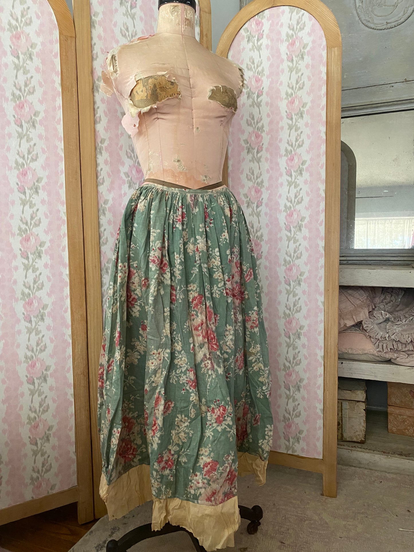 Antique Skirt With Crepe Paper Trim