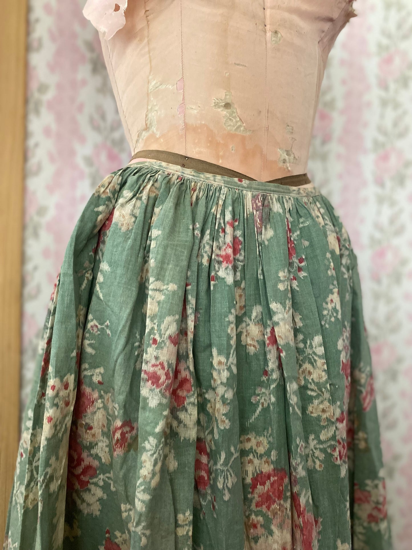 Antique Skirt With Crepe Paper Trim