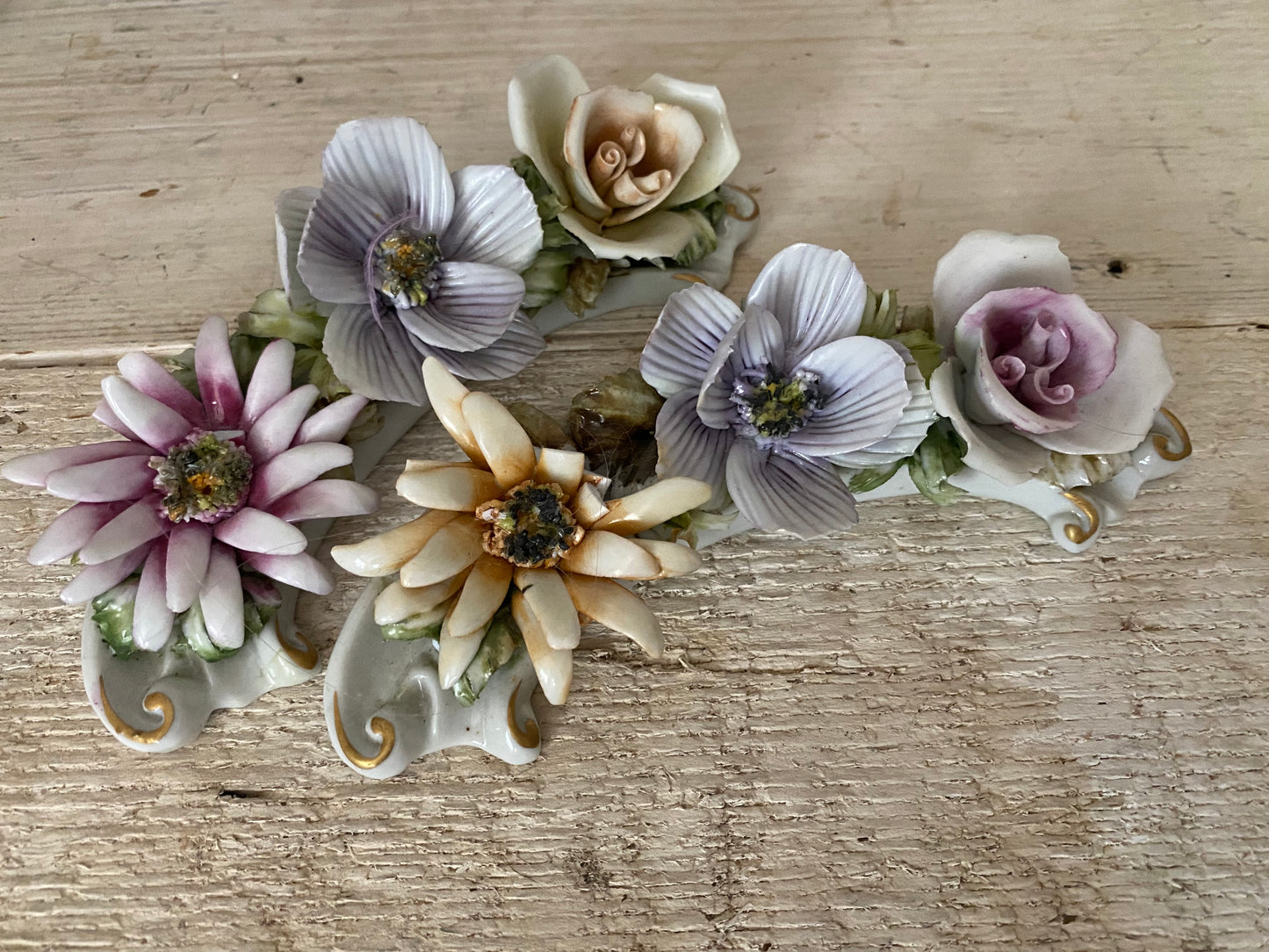 Antique Italian Bisque Flowers