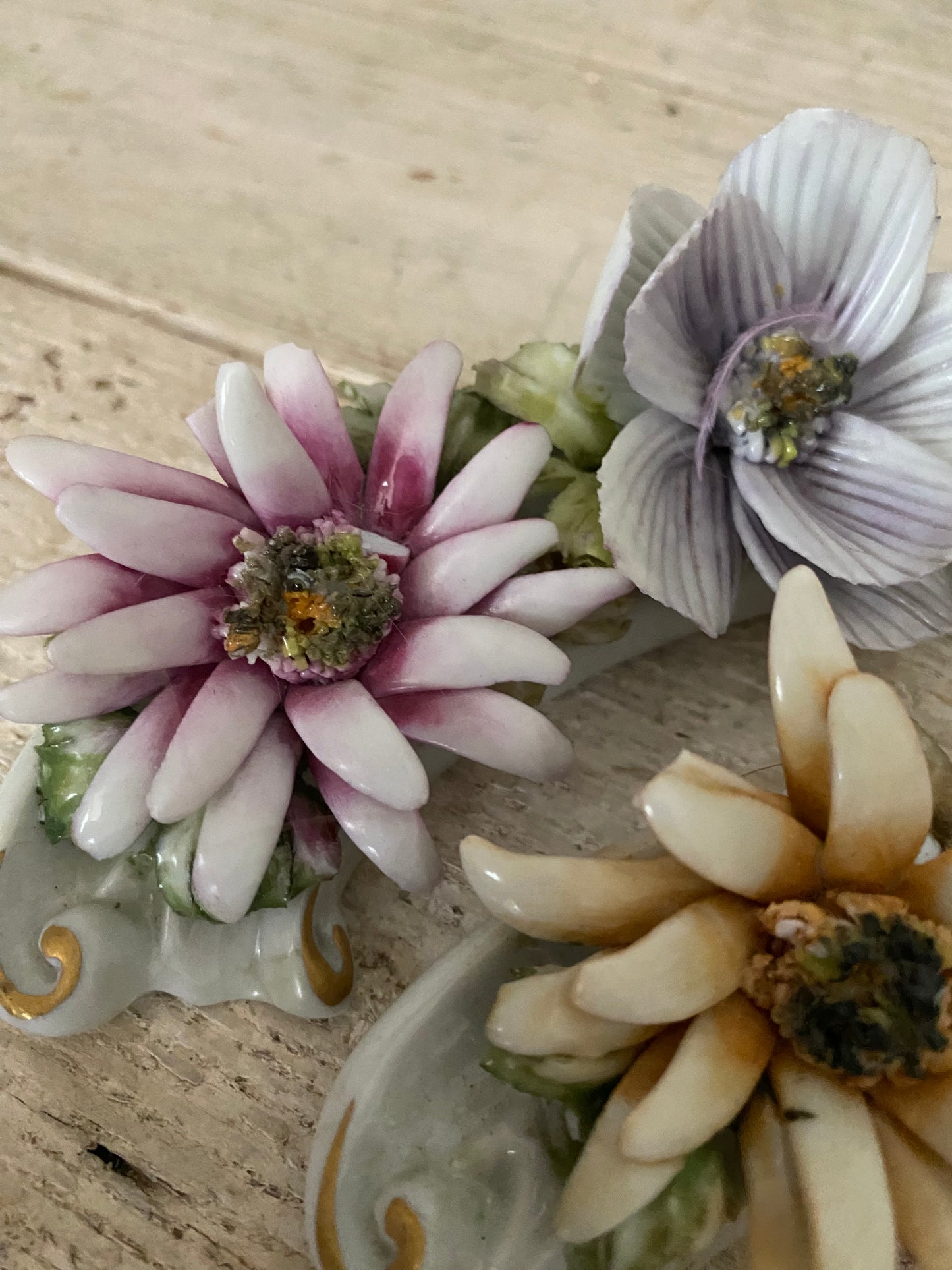 Antique Italian Bisque Flowers