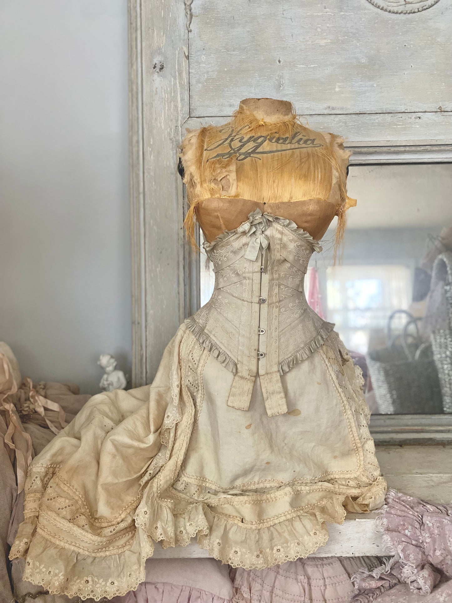 RESERVED Antique French Corset Mannequin