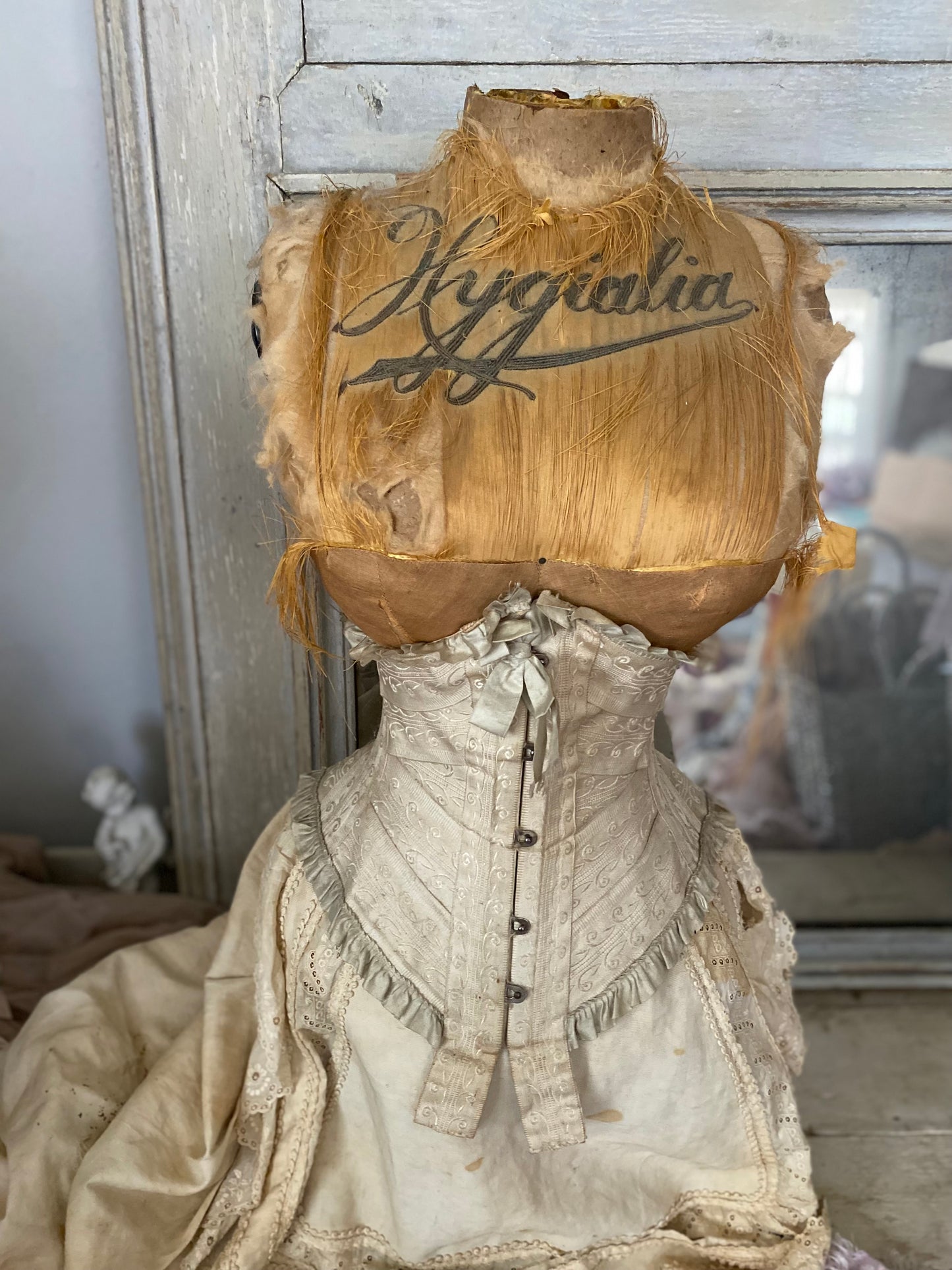 RESERVED Antique French Corset Mannequin