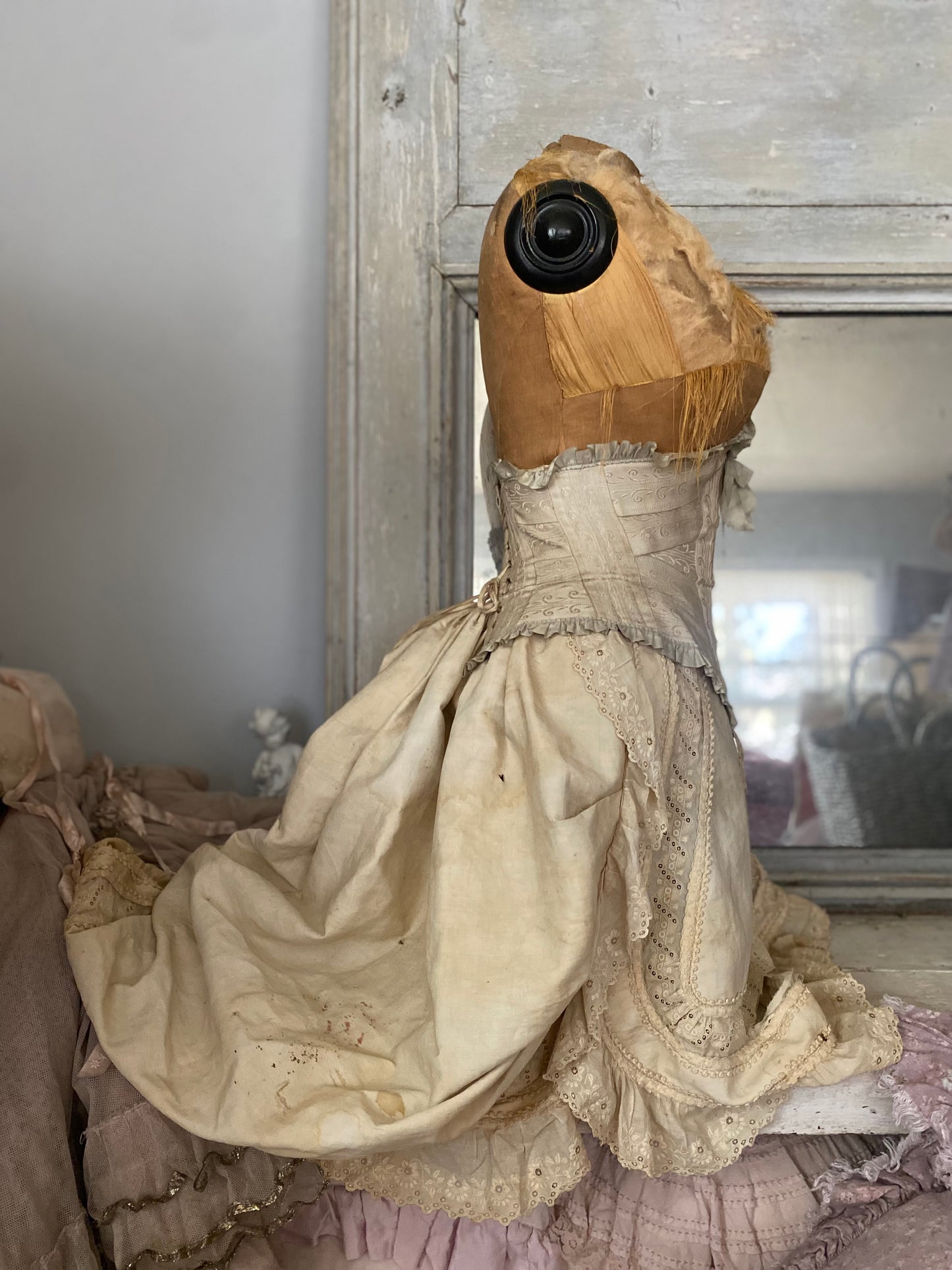 RESERVED Antique French Corset Mannequin