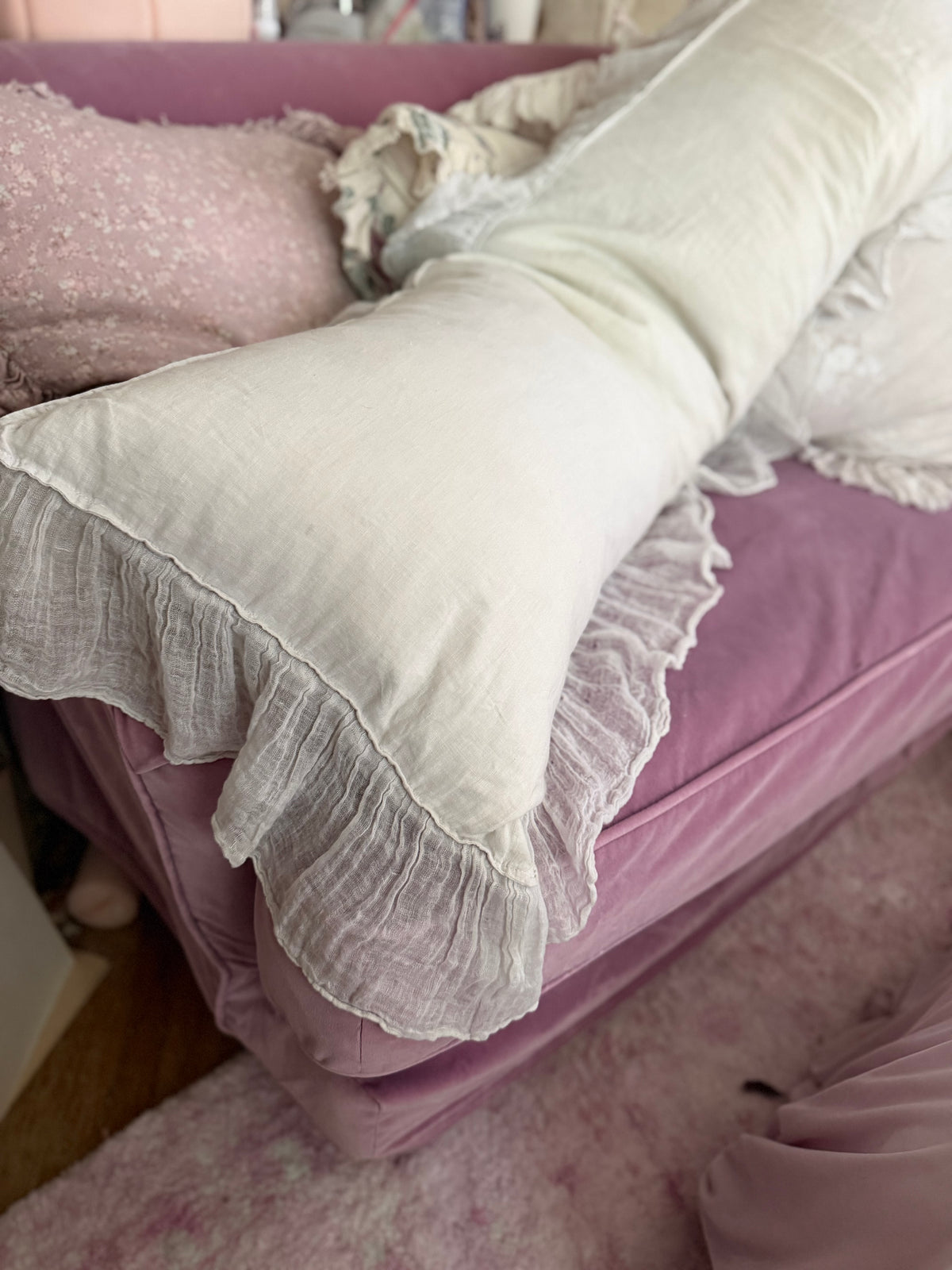 RARE Retired Bella Notte Whisper Linen Body Pillow