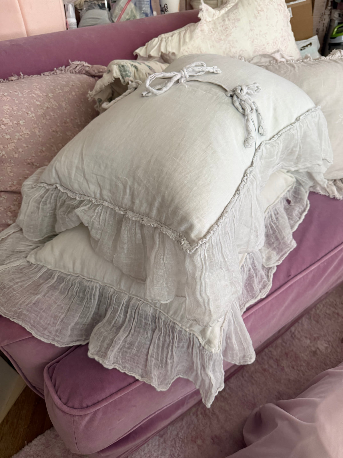 RARE Retired Bella Notte Whisper Linen Body Pillow