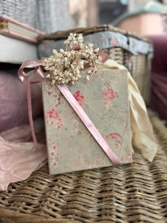 Antique French Floral Fabric Box
