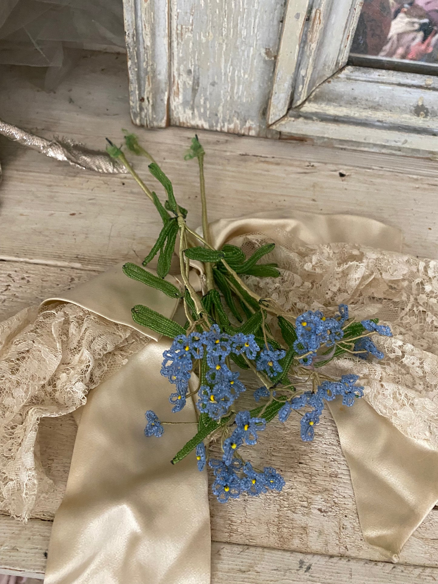 Antique French Beaded Flowers