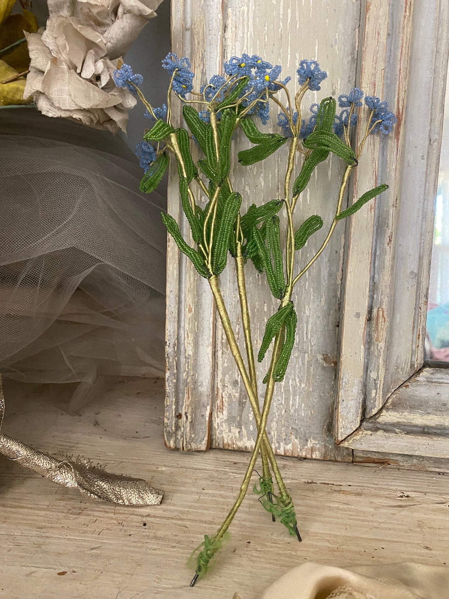 Antique French Beaded Flowers