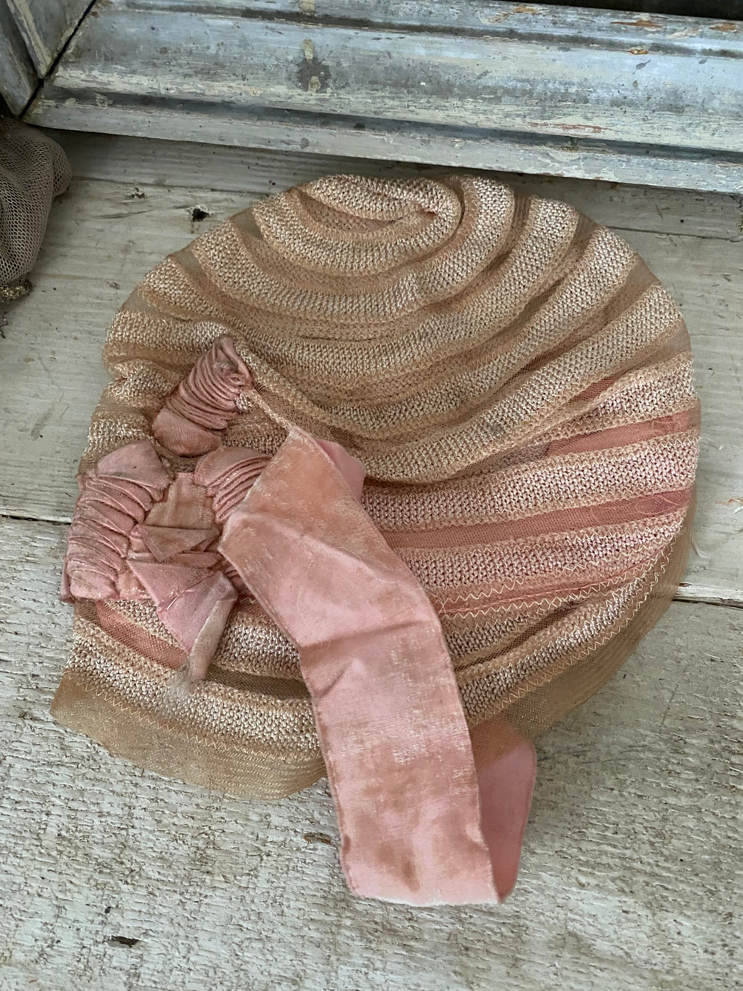 Antique 1920s Pink Flapper Cloche Hat