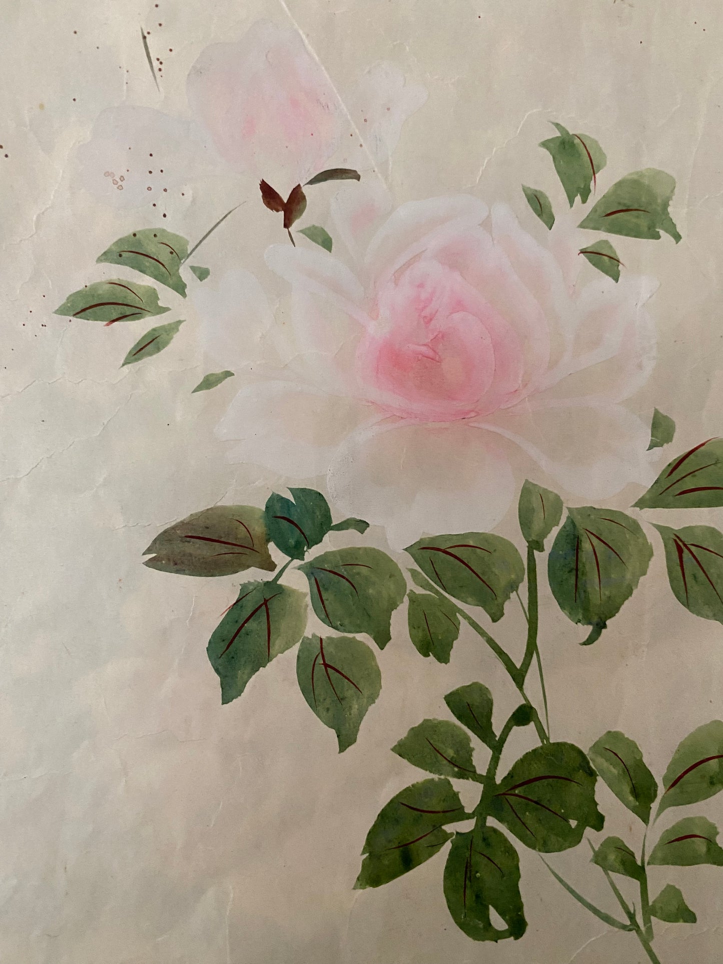 Antique Dated 1920 Hand Painted Pink Rose Table Setting Sample