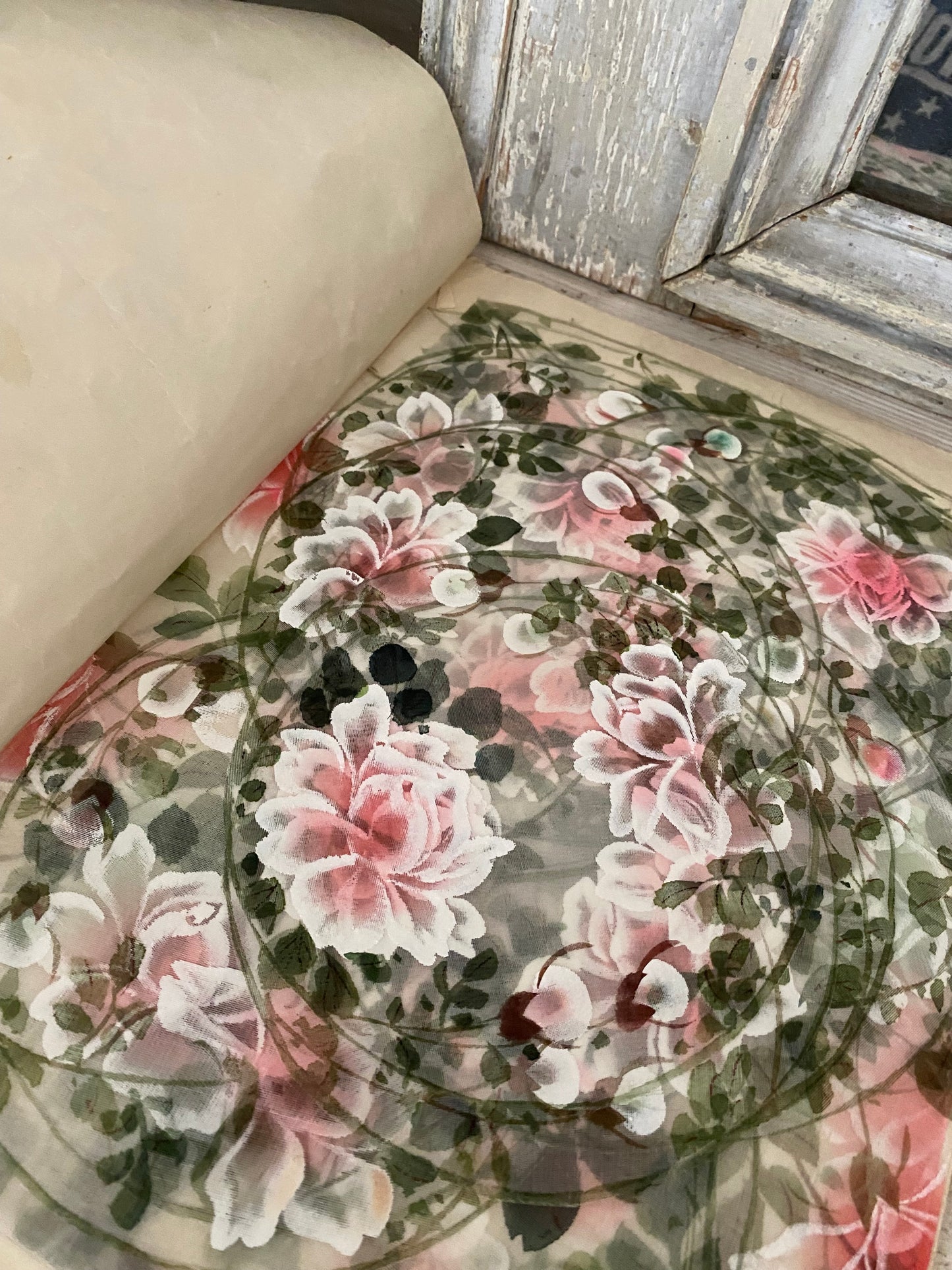 Antique Dated 1920 Hand Painted Pink Rose Table Setting Sample