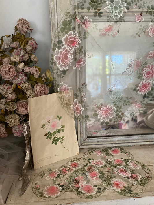 Antique Dated 1920 Hand Painted Pink Rose Table Setting Sample